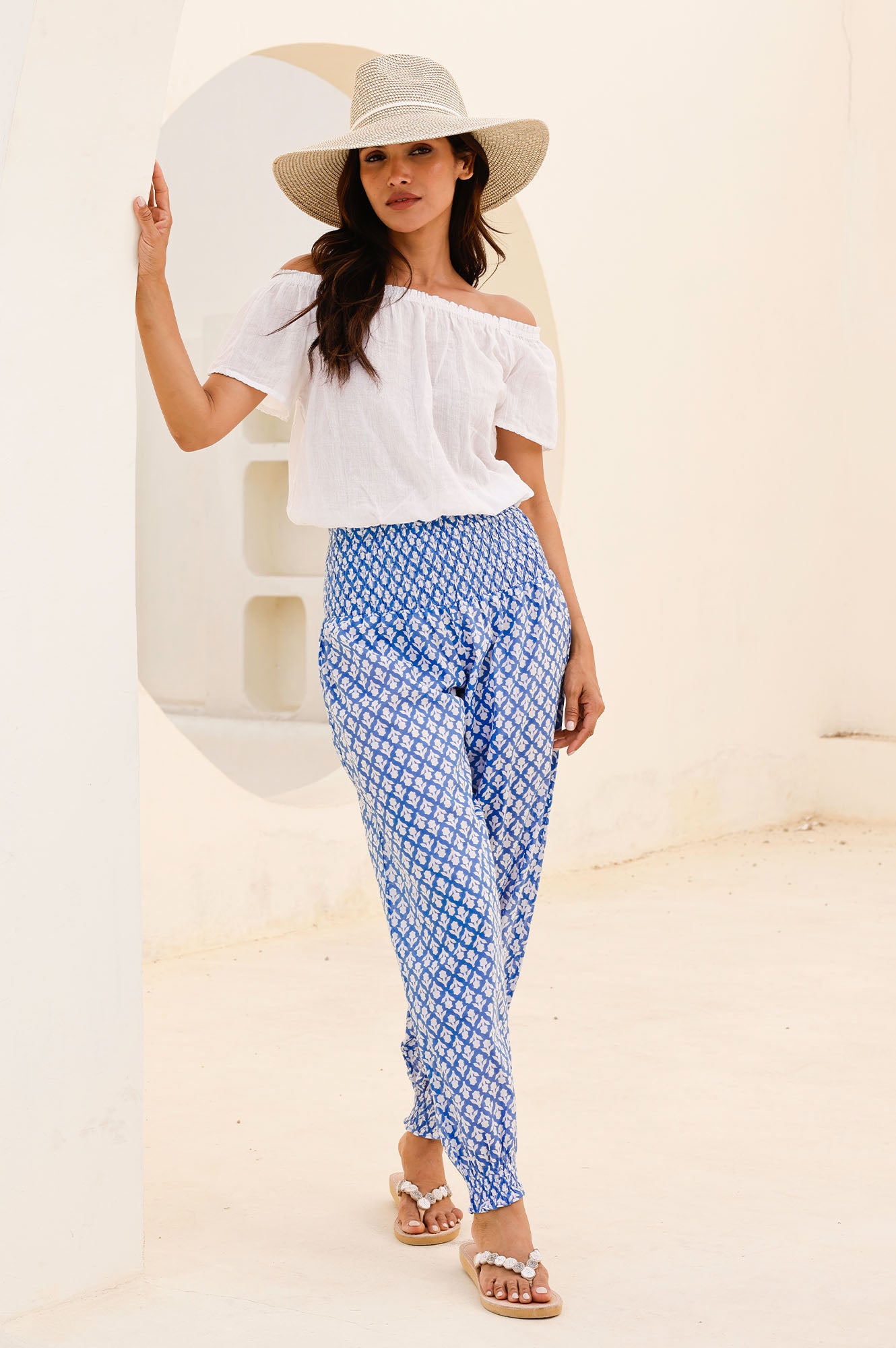 Ilana Frill Organic Cotton Gauze Top for Women - Breathable White Blouse for Summer, Beach & Casual Outings