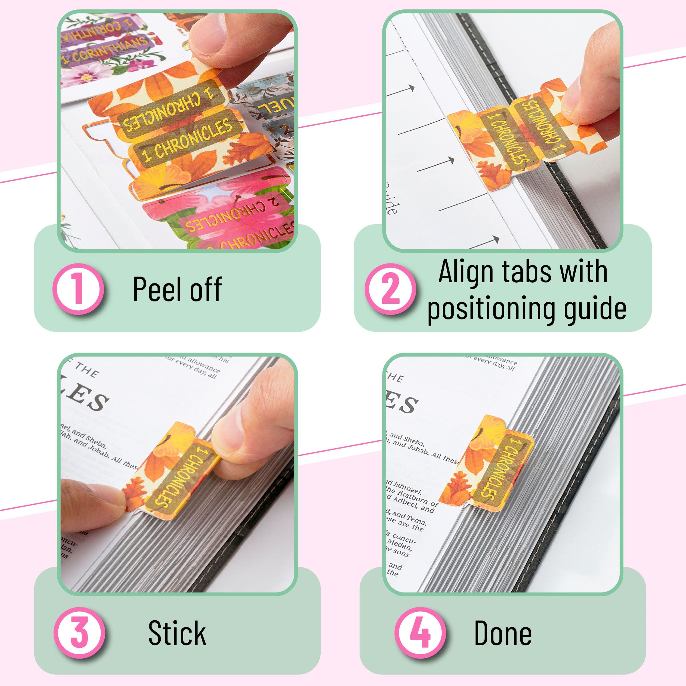 Mr. Pen Bible Tabs - 75 Laminated Bible Index Tabs for Old & New Testament, Scripture Journaling Supplies, Bible Study Accessories for Women & Men | Perfect for Bible Marking, Scripture Organization & Church Study Groups