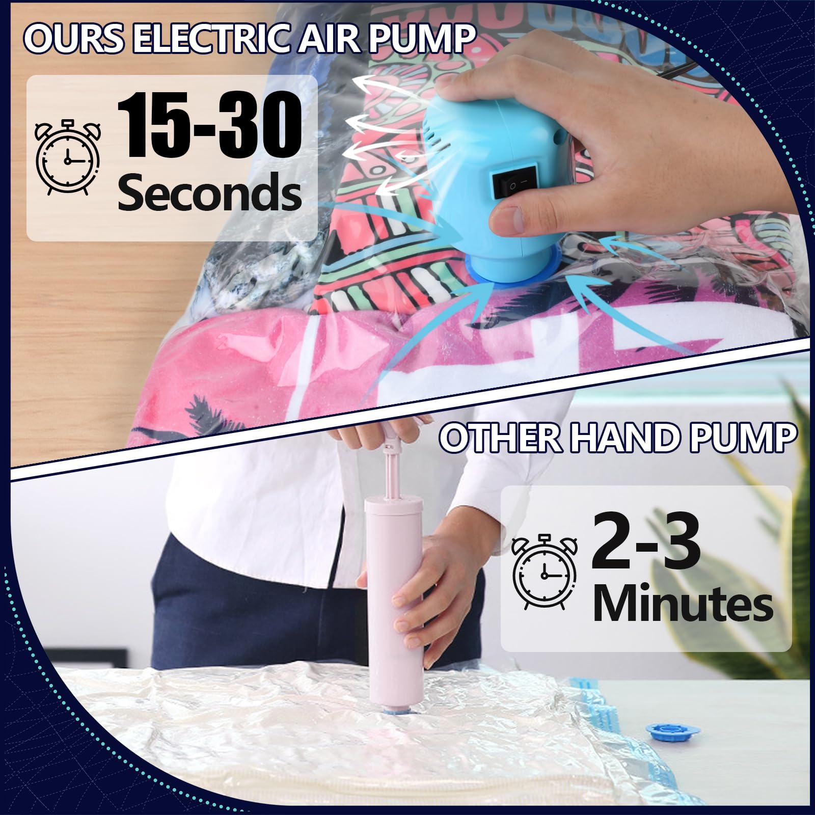15 Pack Vacuum Seal Bags with Electric Pump - 3 Jumbo, 3 Large, 3 Medium, 3 Small, 3 Roll Up Storage Bags for Clothes, Blankets & Bedding | Space Saving Travel & Luggage Organizer | Perfect for Moving, Seasonal Storage & Compact Packing