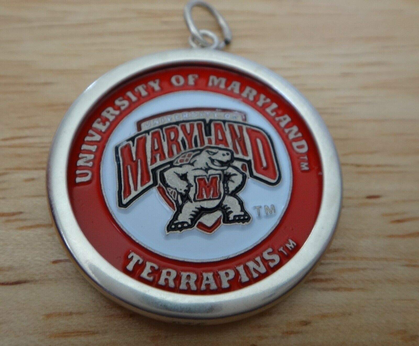 Sterling Silver 26mm Enamel University of Maryland Terrapins Double Sided Charm Bead - DIY Jewelry Making Supplies for Bracelets, Necklaces & Keychains - Perfect for Gifts, Craft Projects & School Spirit Accessories