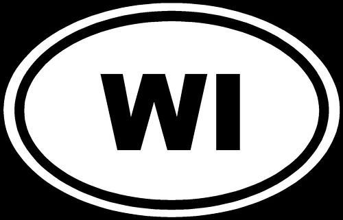 Wisconsin WI White Oval Euro Window Vinyl Decal - Die Cut Sticker for Cars, Trucks, Laptops, MacBooks & Smooth Surfaces - Perfect for State Pride, Vehicle Customization & Personal Electronics Decoration
