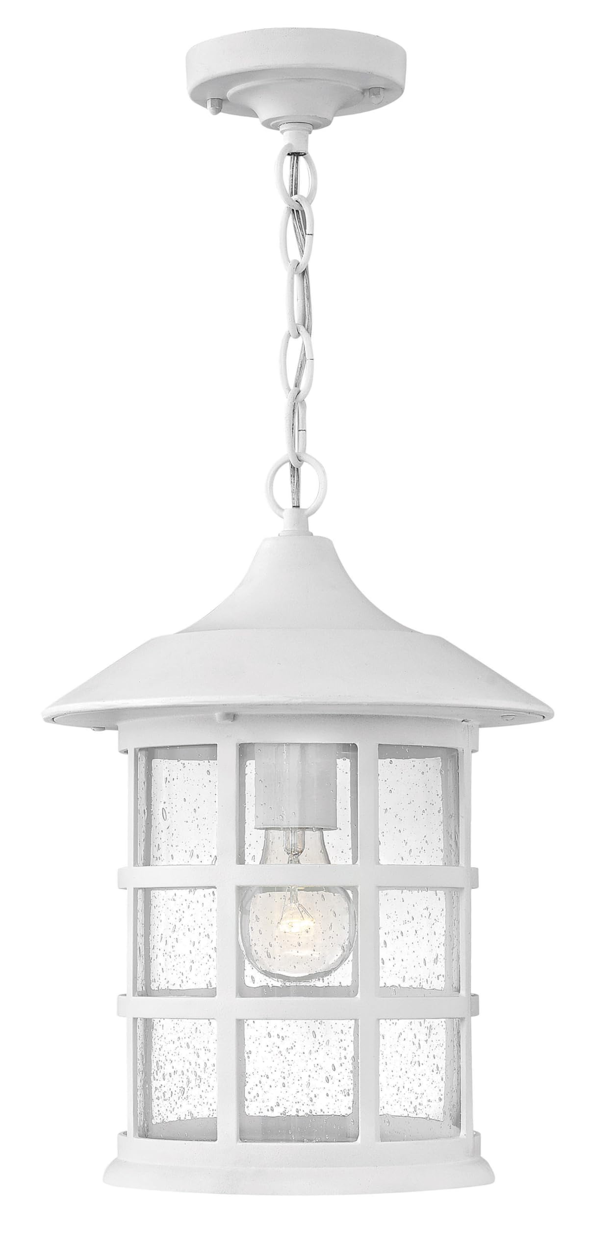 Hinkley Freeport Coastal Elements Medium Hanging Outdoor Lantern - Composite Material, New England Style, Clear Seedy Glass, Fade Resistant, Textured White Finish - Perfect for Porch, Patio, Garden, and Coastal Home Decor