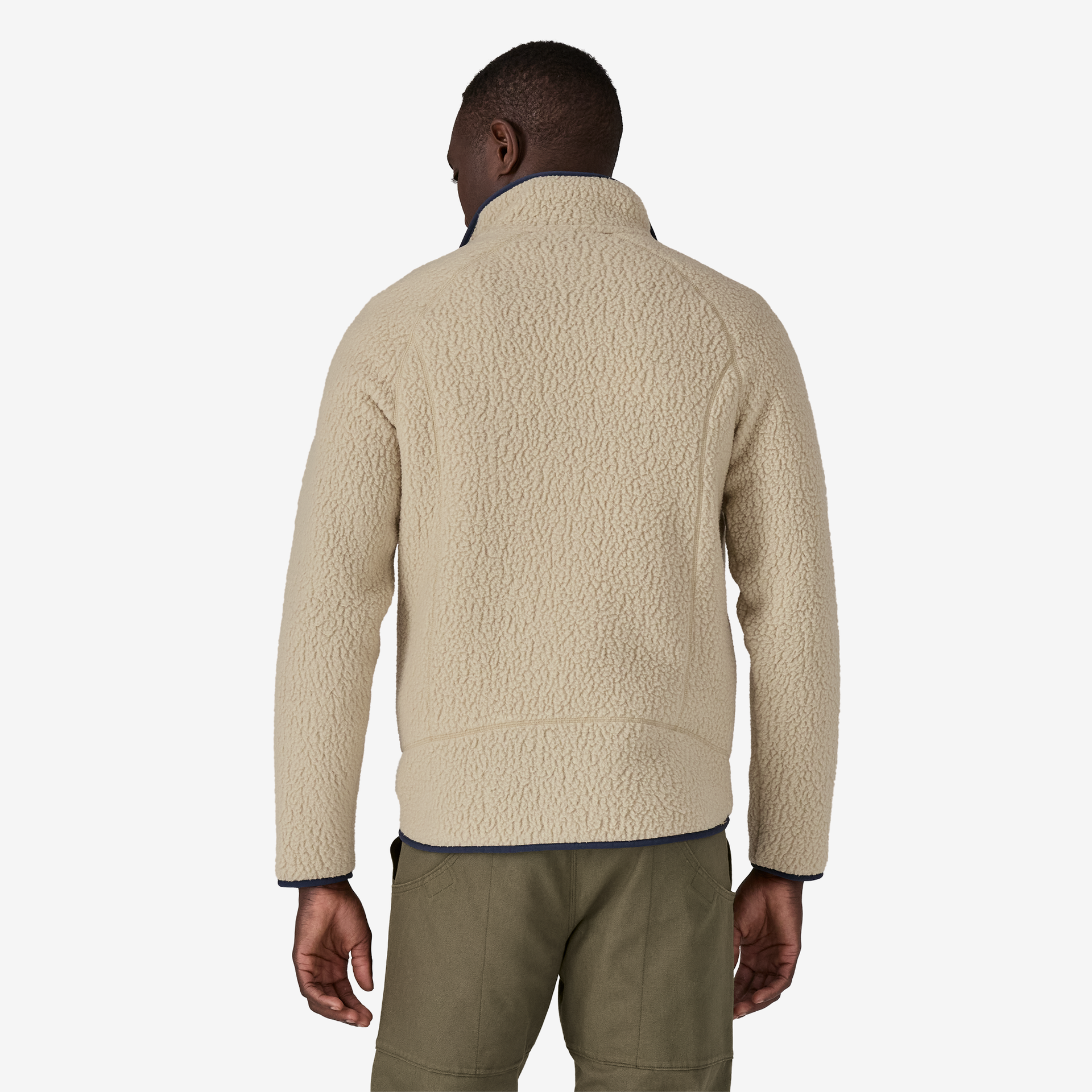 Vintage Men's Fleece Jacket - Warm Retro Pile Lined Coat for Outdoor Activities, Camping & Casual Wear