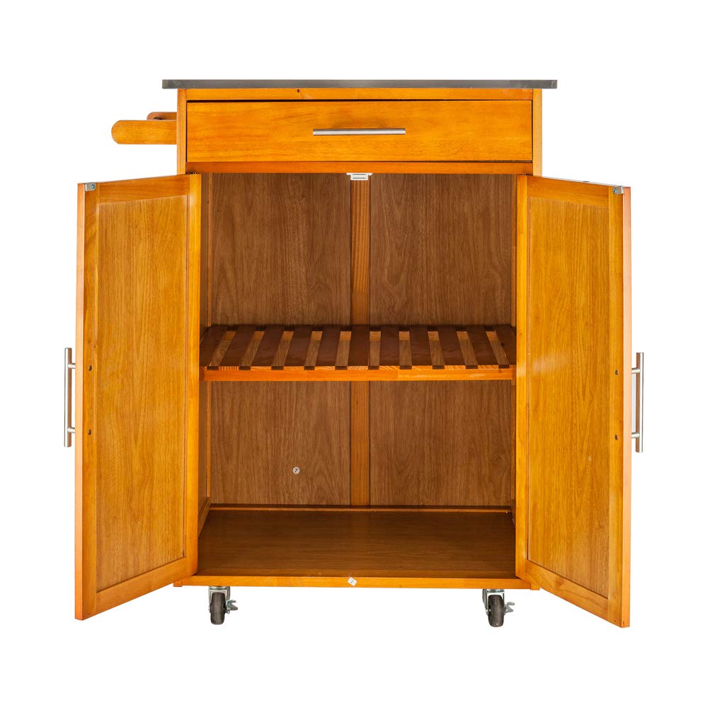 Detachable Kitchen Cart with Stainless Steel Countertop - 1 Drawer & 1 Cabinet - Mobile Kitchen Island for Small Spaces - Perfect for Office, Dining Room, Living Room & Apartment Cooking