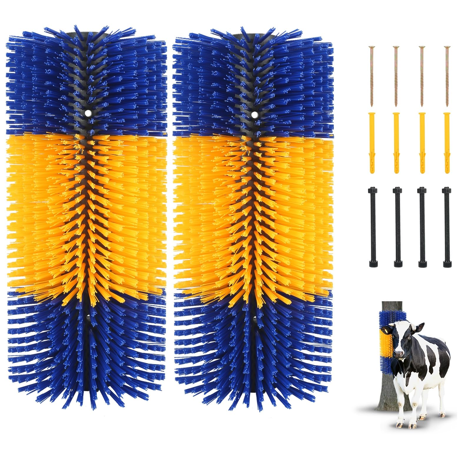 2PCS Livestock Scratching Brush for Cows, Horses & Goats - Durable Animal Back Scratcher for Grooming & Comfort - Perfect for Barns, Stables & Farms