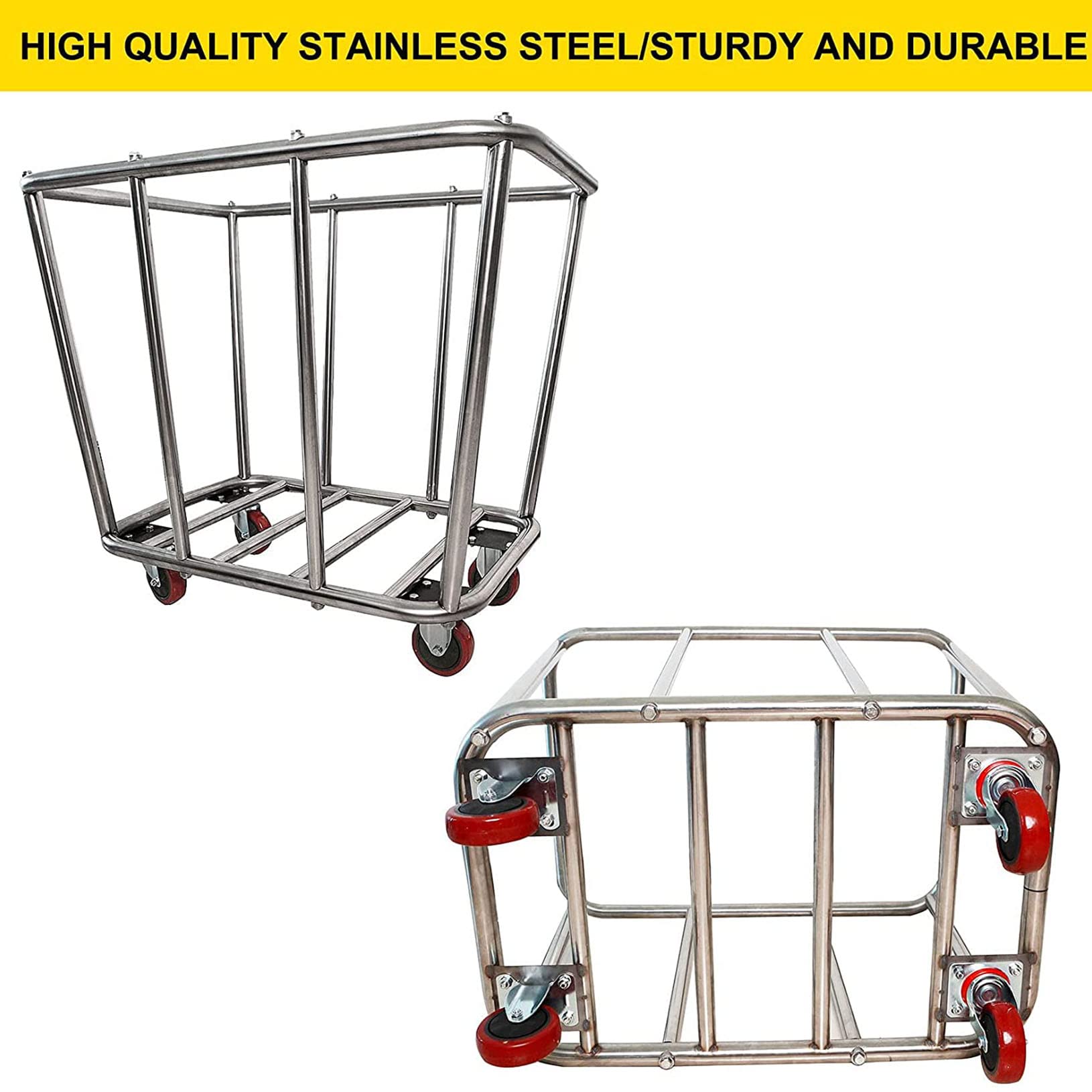 Commercial Laundry Cart 10 Bushel (350L) - Heavy Duty Rolling Laundry Hamper with 4