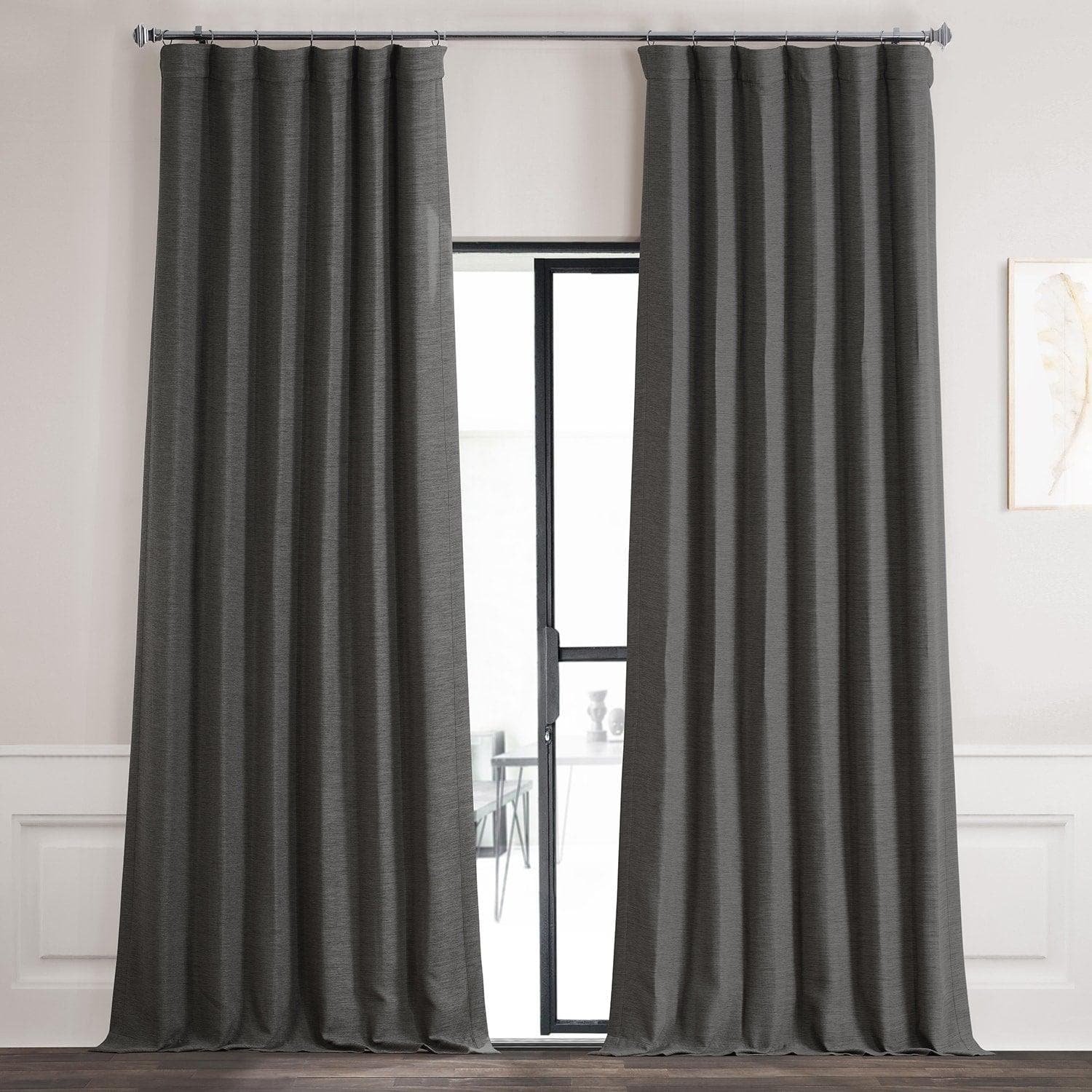 Armour Grey Textured Bellino Blackout Curtains for Bedroom & Living Room - Noise Reducing Thermal Insulated Window Drapes for Home Decor