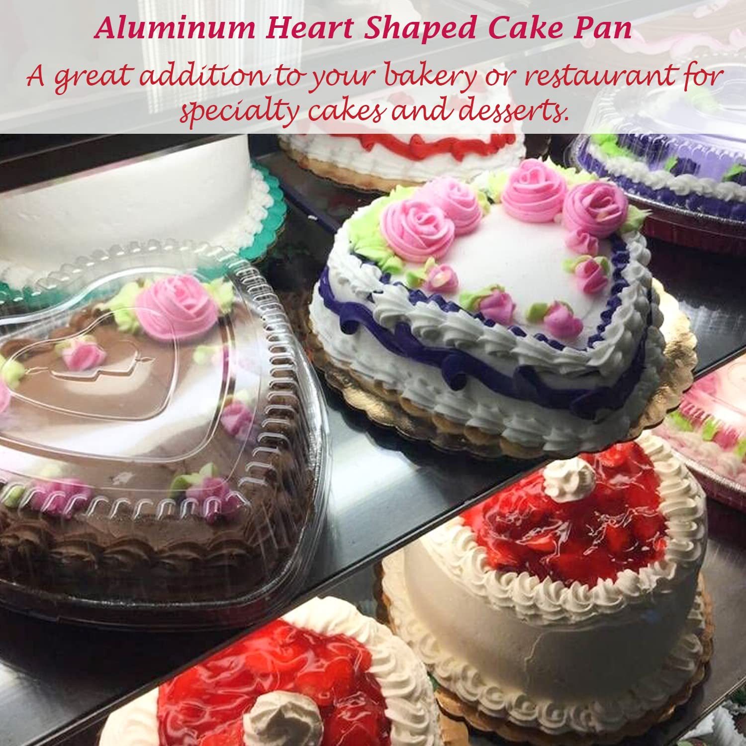 KitchenDance 8 Inch Disposable Heart Shaped Aluminum Pans with Lids - Perfect for Baking Cakes, Chocolates, Desserts & Food Storage - Leakproof Heart Cake Pans for Valentine's Day, Birthdays, Parties & Gifts (Pack of 339)