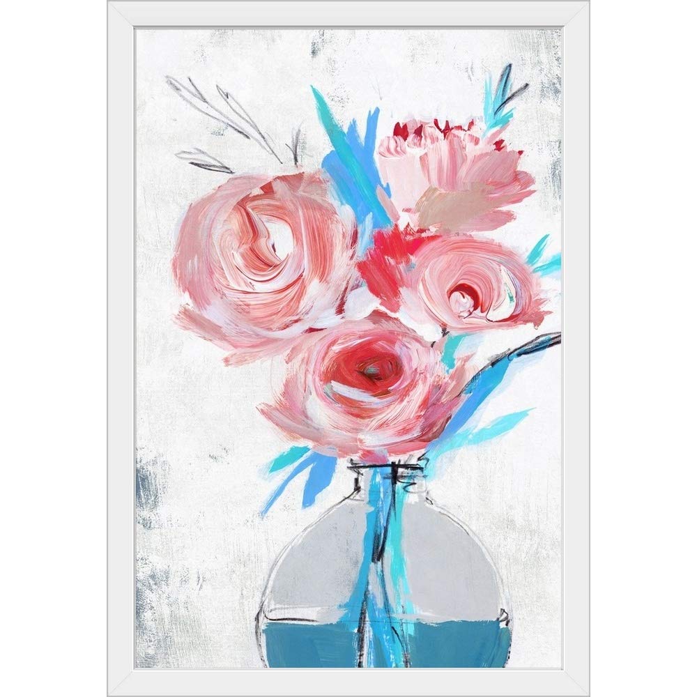 Blue Vase II White Framed Art Print - Premium Wall Art Decor for Living Room, Bedroom & Office - Modern Home Decor Painting