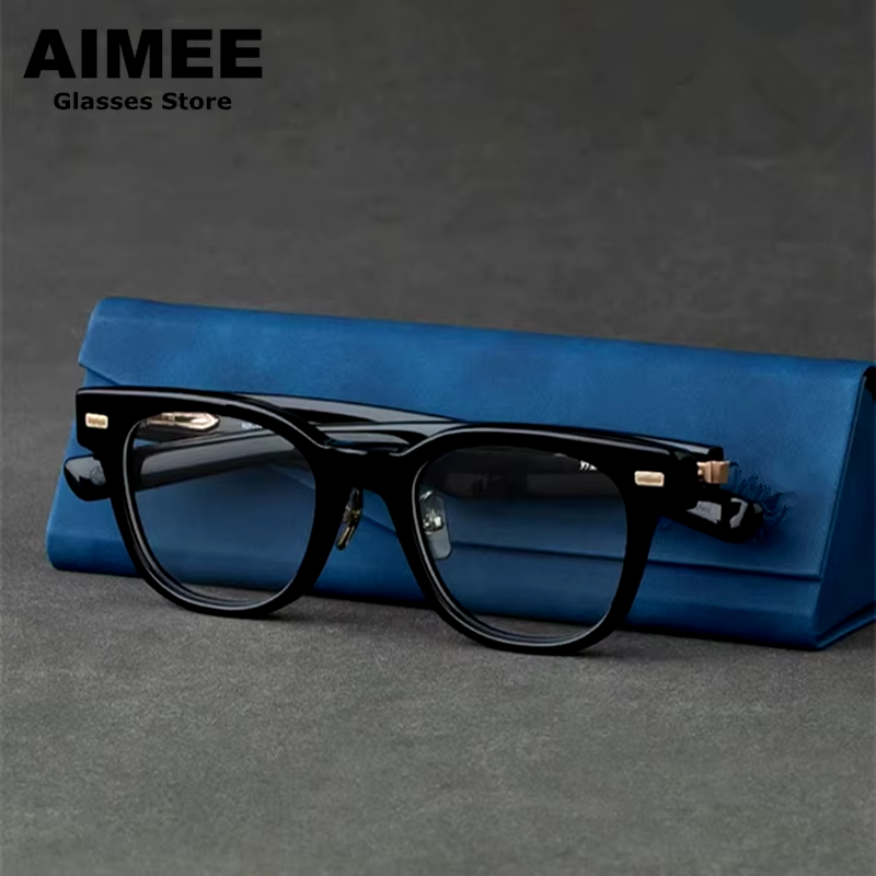 Stylish Aimee Unisex Full Rim Square Titanium Acetate Eyeglasses Frame 14152 - Lightweight & Durable for Work, Reading & Everyday Wear
