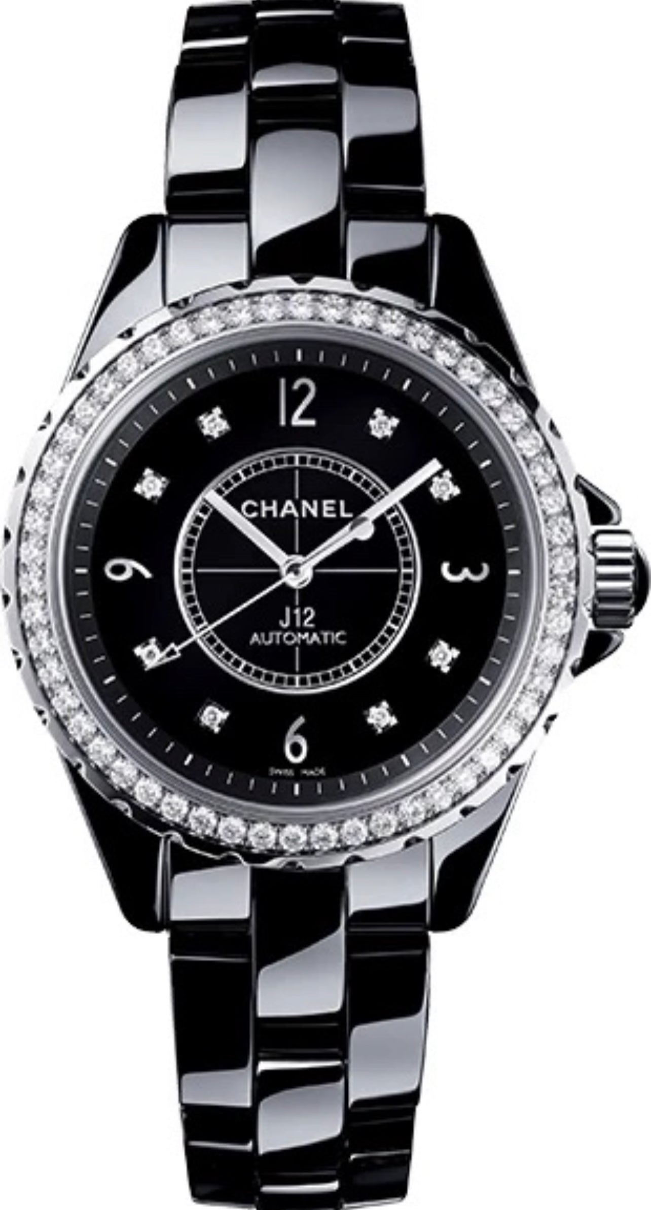Chanel J12 Black Stainless Steel Ceramic Diamond Women's Luxury Watch - Perfect for Formal Events, Business Meetings & Special Occasions