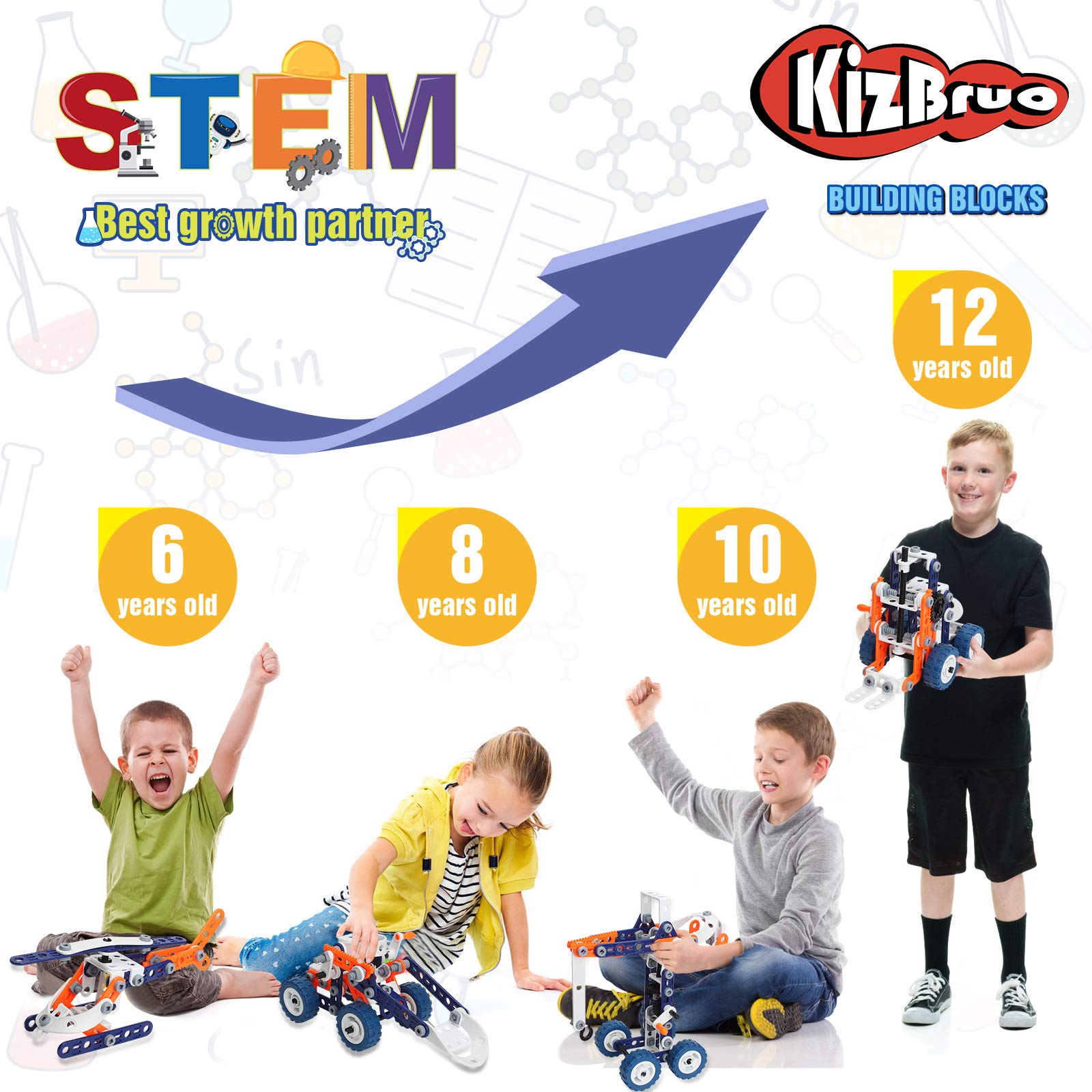 STEM Building Toys for Kids Ages 6-12 | 152PCS DIY 12-in-1 Engineering Construction Set | Educational STEM Toys for Boys & Girls | Perfect for School Projects, Birthday Gifts & Creative Play