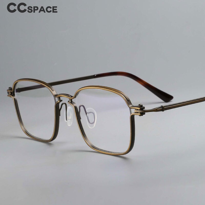 CCspace Unisex Full Rim Square Handcrafted Titanium Eyeglasses Frame 54708 - Lightweight Durable Glasses for Work, Reading & Fashion | Premium Titanium Optical Frames for Men & Women