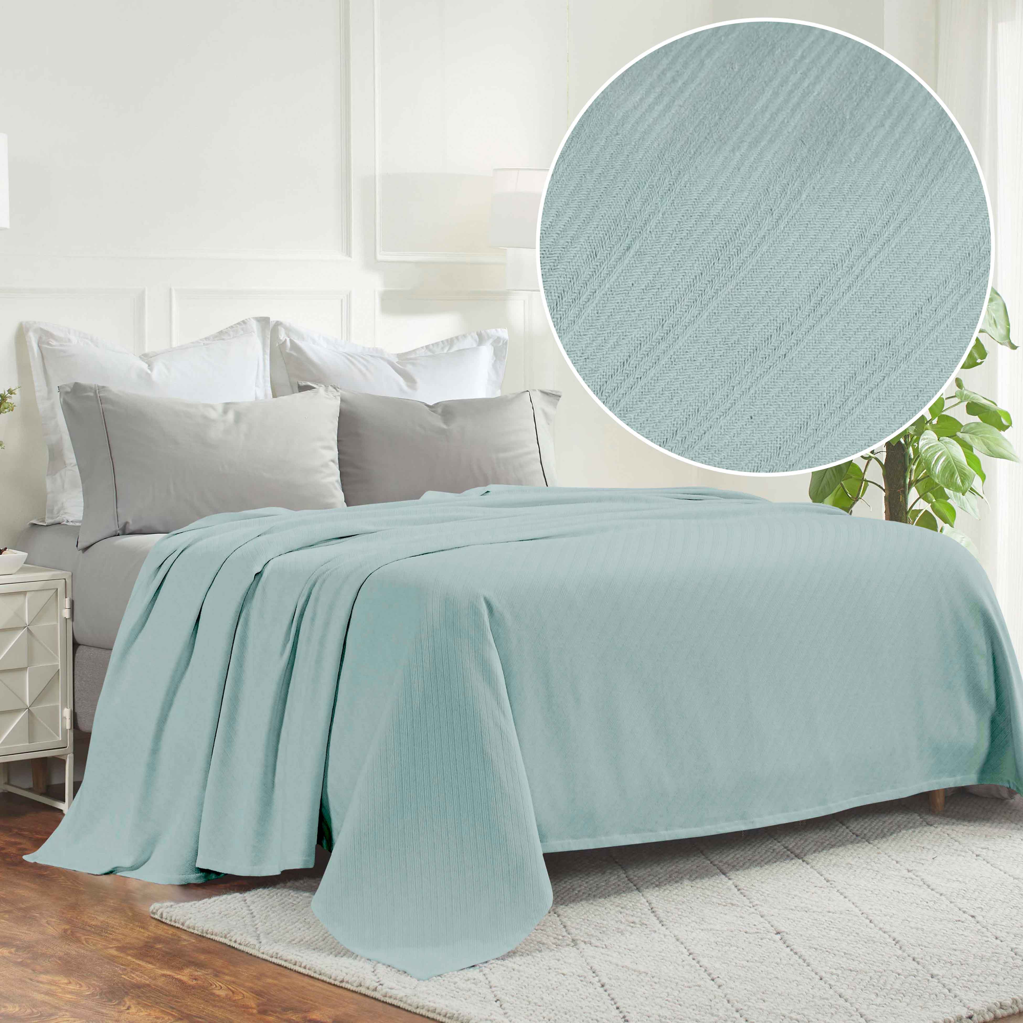 Soft Milan Cotton Textured Striped Lightweight Woven Blanket - Perfect for Sofa, Bed & Outdoor Picnics - Breathable & Cozy Throw
