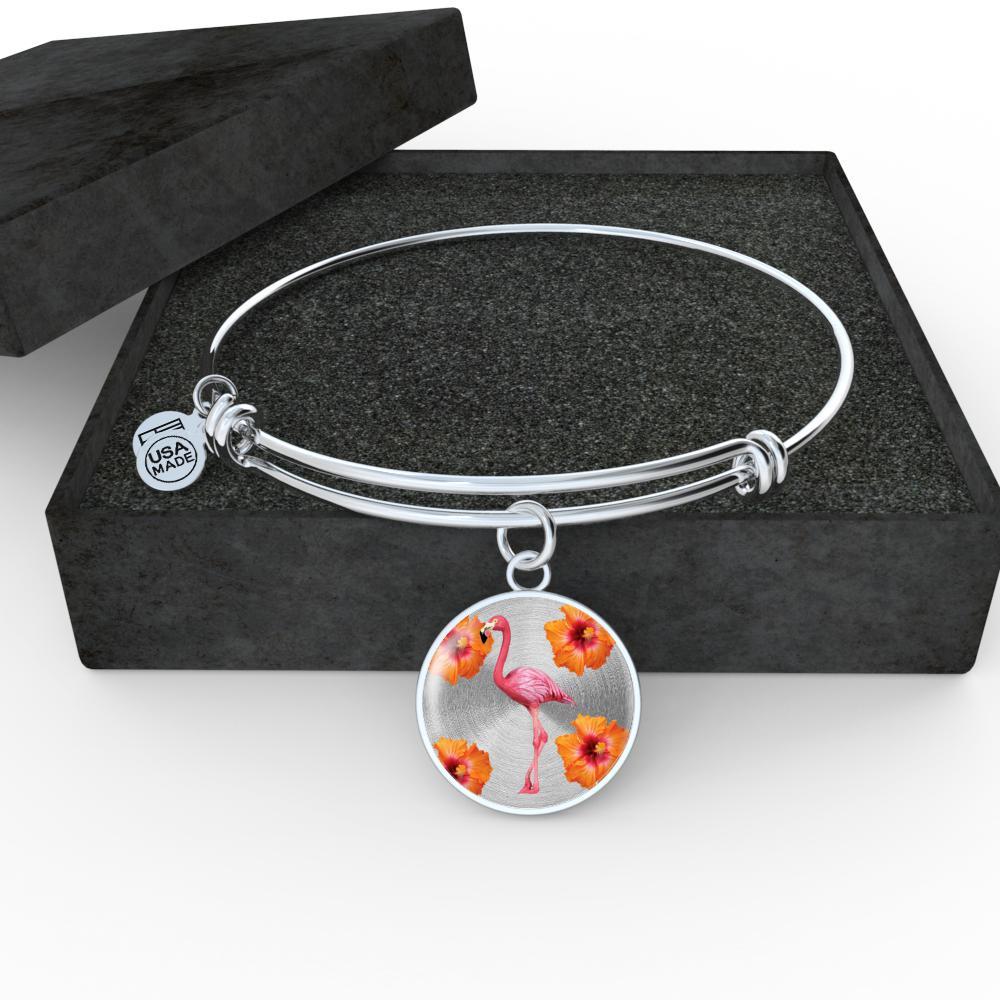 Flamingo & Hibiscus Beaded Bracelet for Women - Tropical Summer Beach Jewelry Gift for Her - Perfect for Vacations, Pool Parties & Boho Fashion