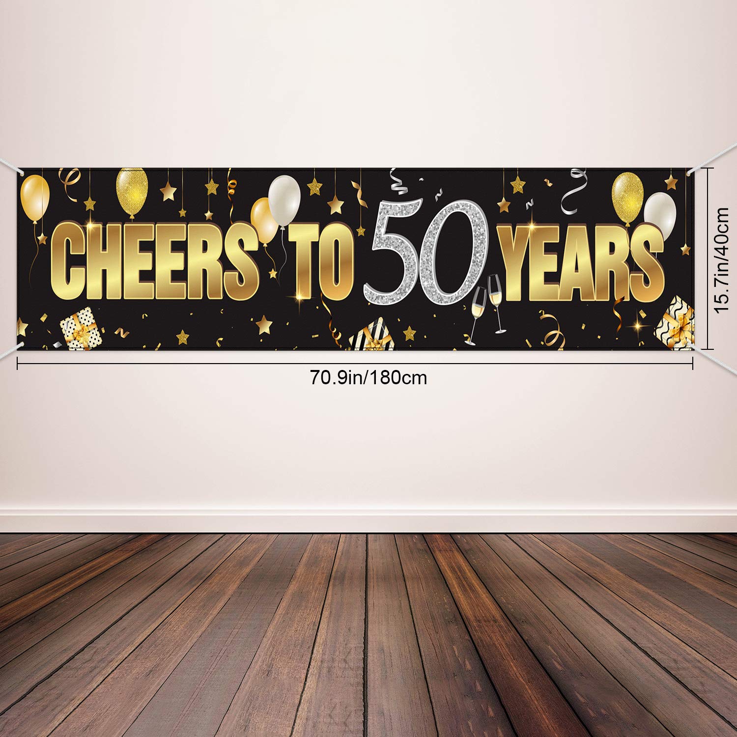 Gold Glitter Happy Birthday Banner - Party Decoration Supplies for Anniversary Celebration Backdrop | Perfect for Birthday Parties, Baby Showers & Special Events