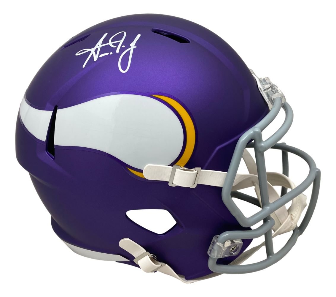 Aaron Jones Autographed Minnesota Vikings Full Size Replica Speed Helmet - Limited Edition Collectible for NFL Fans, Perfect for Display in Man Cave or Sports Memorabilia Collection