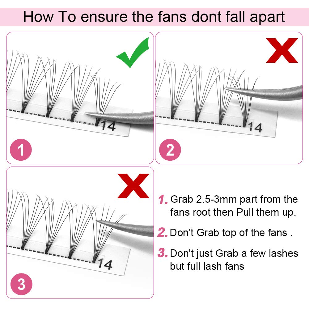 7D Volume Eyelash Extensions - 0.07mm C Curl 12mm Short Stem Premade Fans (3D/5D/7D) 9-20mm for Natural & Glamorous Look | Perfect for Weddings, Parties & Special Occasions