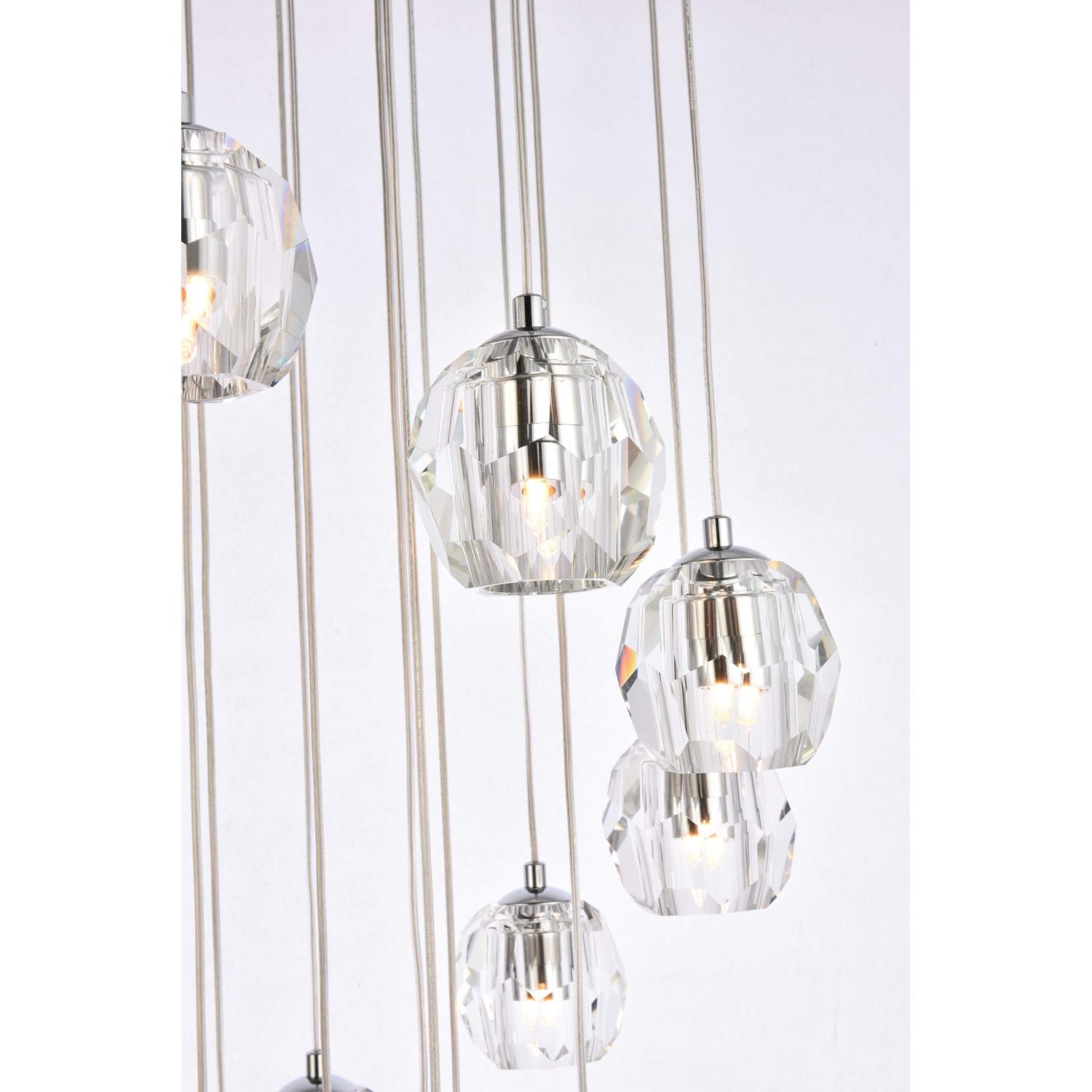 Eren 18-Light Chrome Pendant Lighting Fixture - Modern Ceiling Chandelier for Dining Room, Living Room & Bedroom Decor