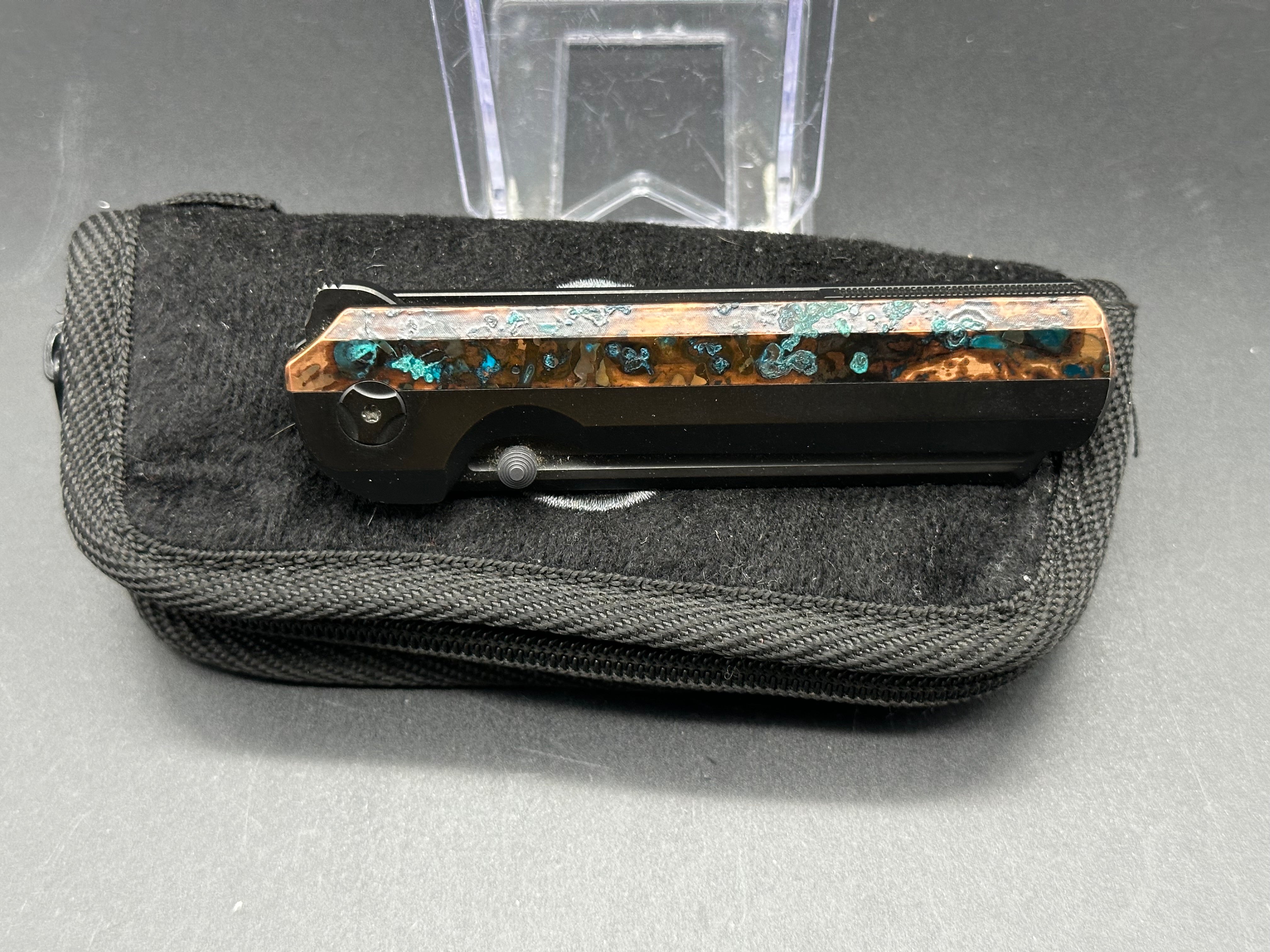 Arcform Slim Foot Titanium & Copper Knife Scales with Shipwreck Patina Finish - Perfect for EDC, Camping, and Outdoor Survival Gear