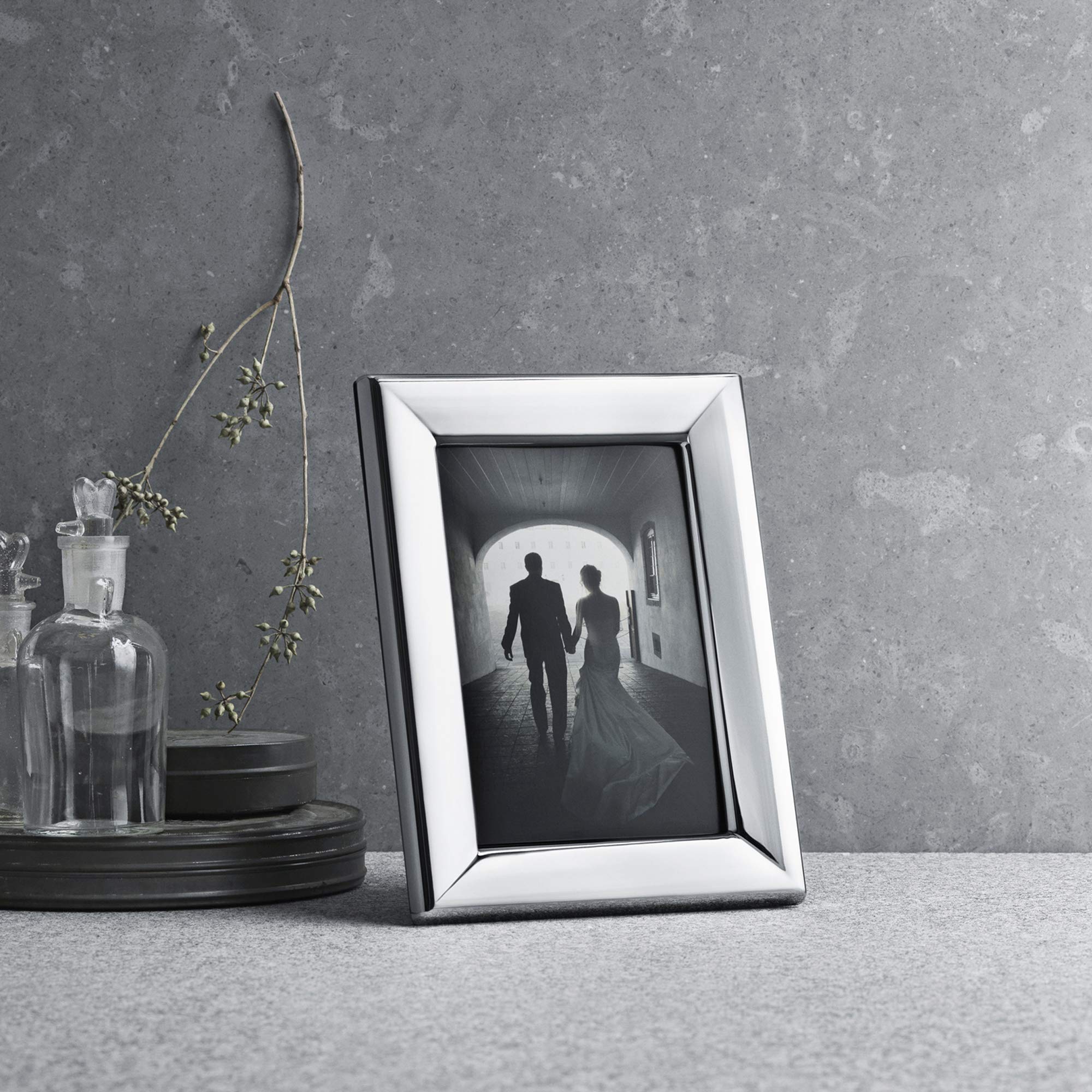 Georg Jensen Modern Picture Frame 6x8 Inch - Elegant Silver Photo Frame for Home & Office Decor, Perfect for Displaying Family Photos & Artwork