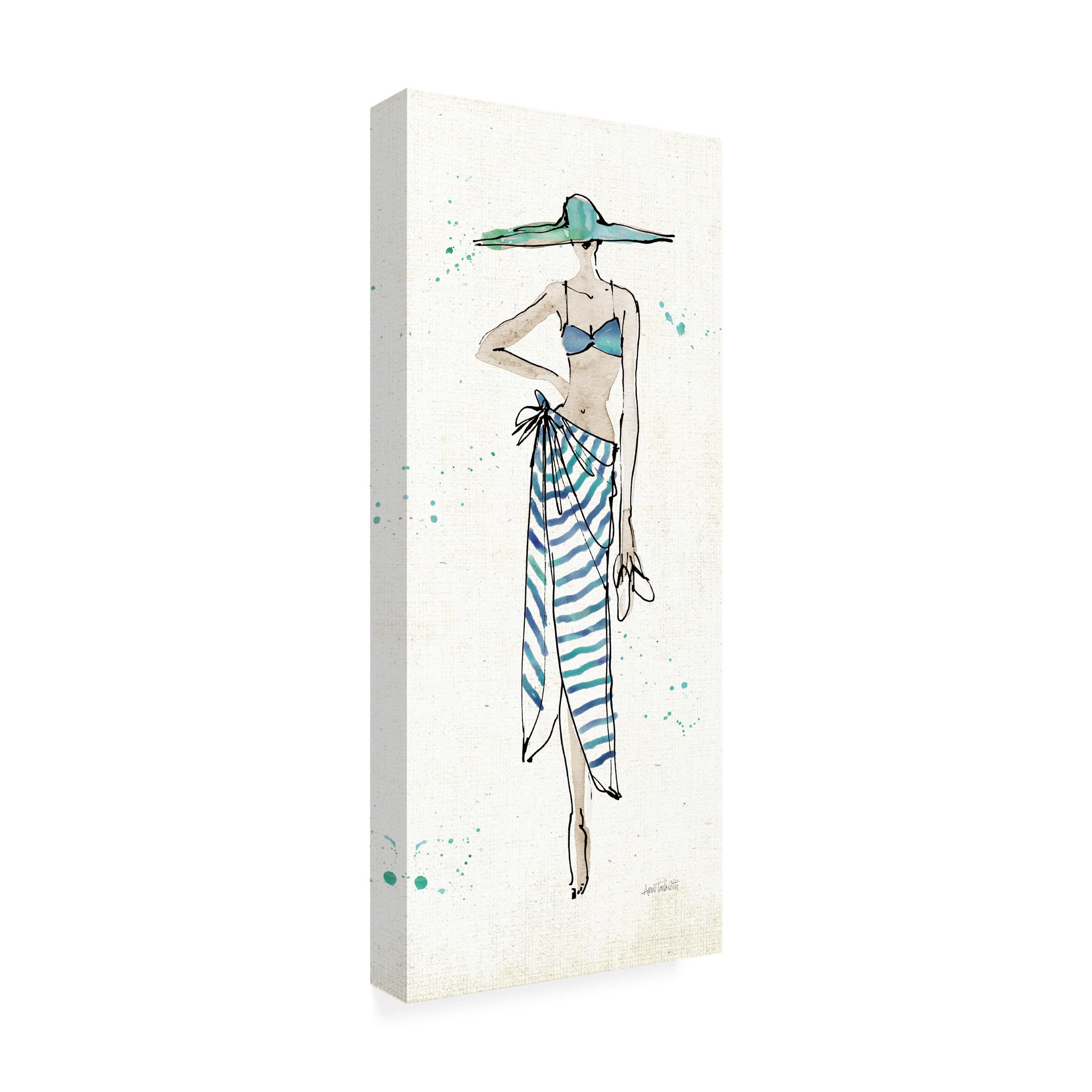 Trademark Fine Art 'Beach Divas III' Canvas Wall Art by Anne Tavoletti - Vibrant Coastal Decor for Living Room, Bedroom & Beach House