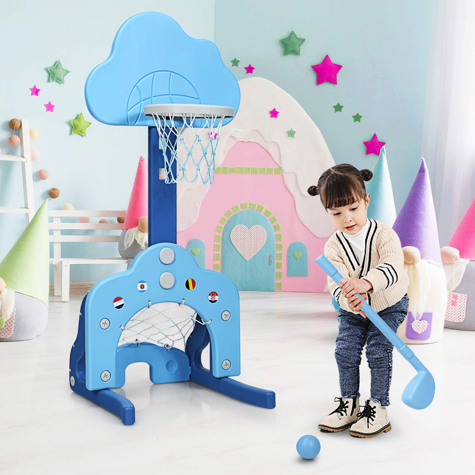 Costzon Adjustable Kids Basketball Hoop Set - Indoor/Outdoor Sports Toy for Toddlers - Best Gift for Boys & Girls