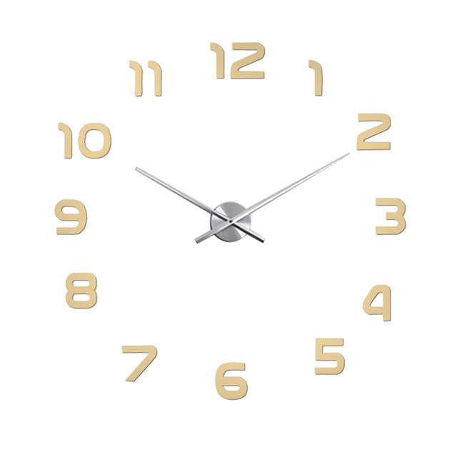 3D Mirror Wall Clock - Modern Large DIY Sticker Clock for Home & Office Decor | Creative Self-Adhesive Wall Art | Perfect for Living Room, Bedroom, Office