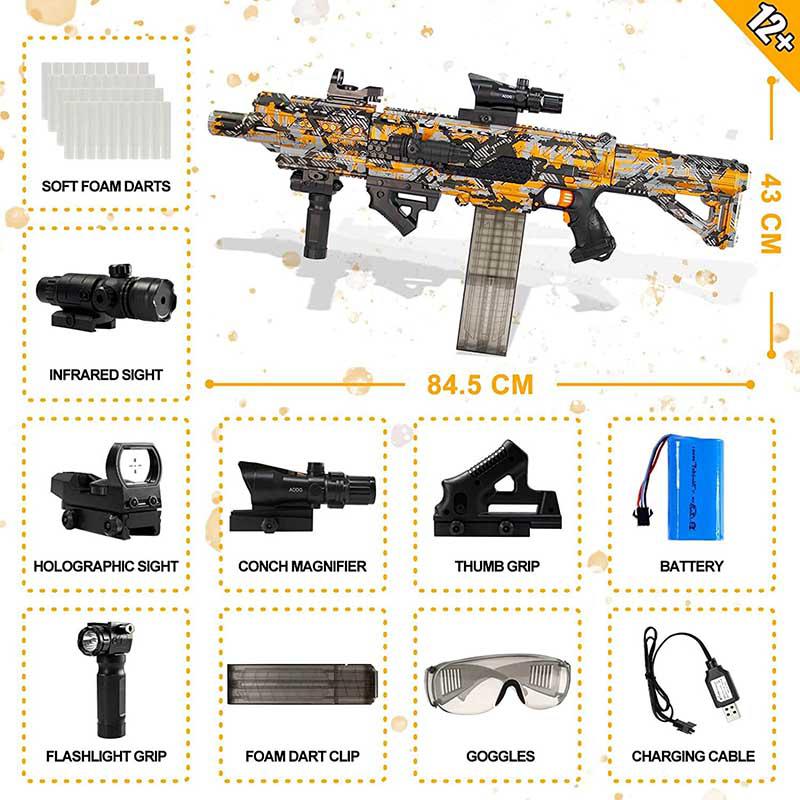 High-Speed V6 Dart Blaster Toy - Fast Firing Foam Dart Gun for Outdoor Play, Nerf Battles & Target Practice - Perfect for Kids, Teens & Adults (200 FPS)