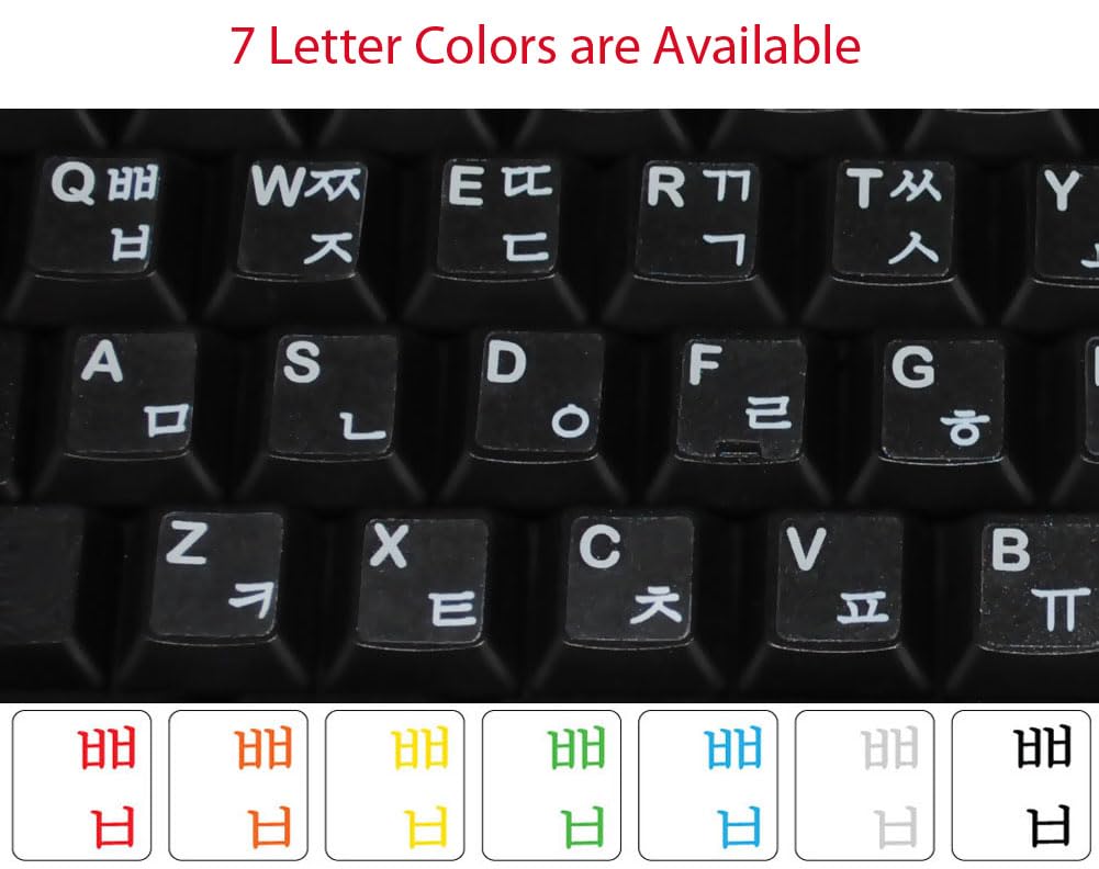 Korean Transparent Keyboard Stickers with White Lettering - Compatible with PC, Laptop, Mac & Desktop Computers - Perfect for Typing, Coding & Multilingual Use