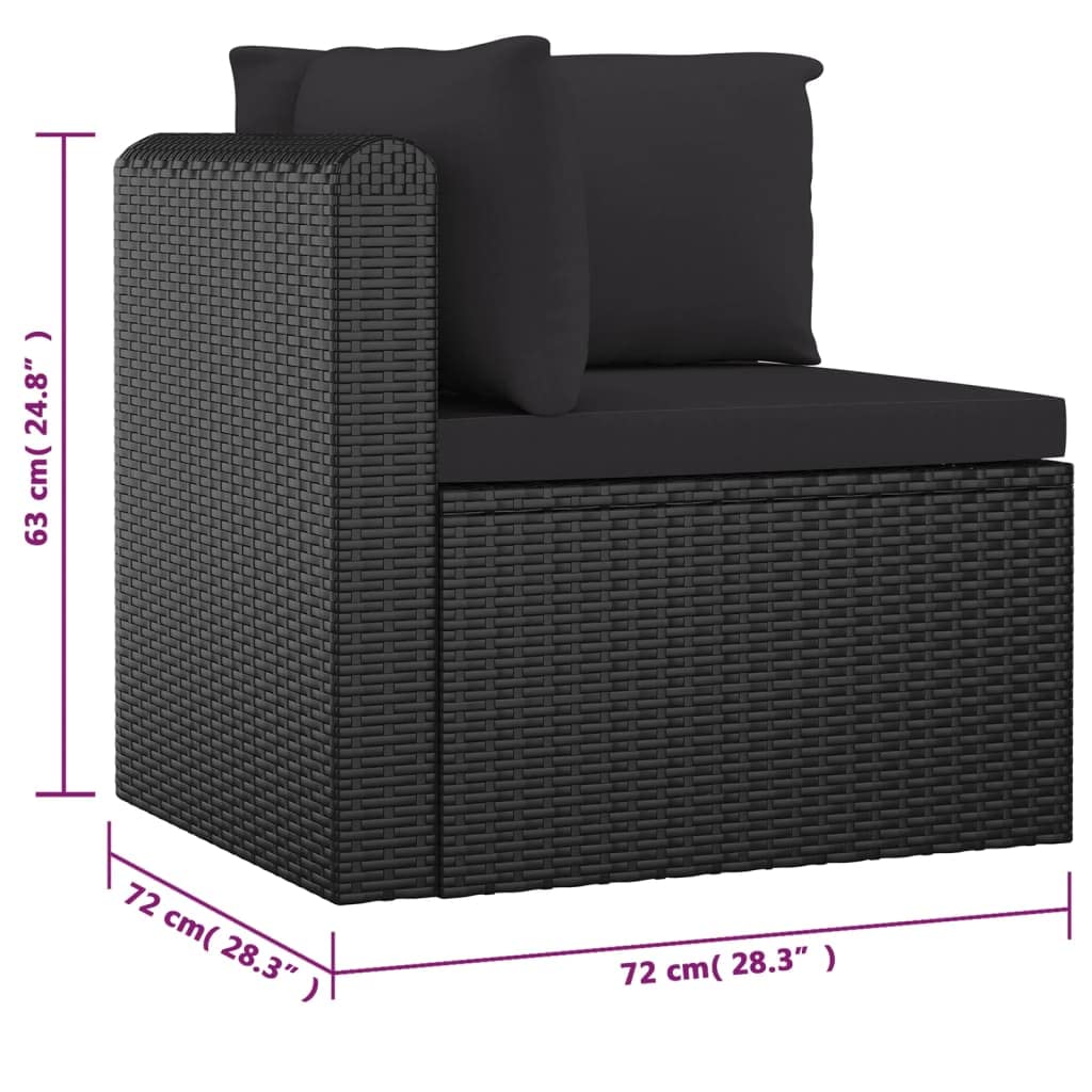 9-Piece Poly Rattan Patio Lounge Set with Removable Cushions - Modular Outdoor Furniture for Garden, Poolside & Backyard - Easy Cleaning Black Wicker Sofa Set