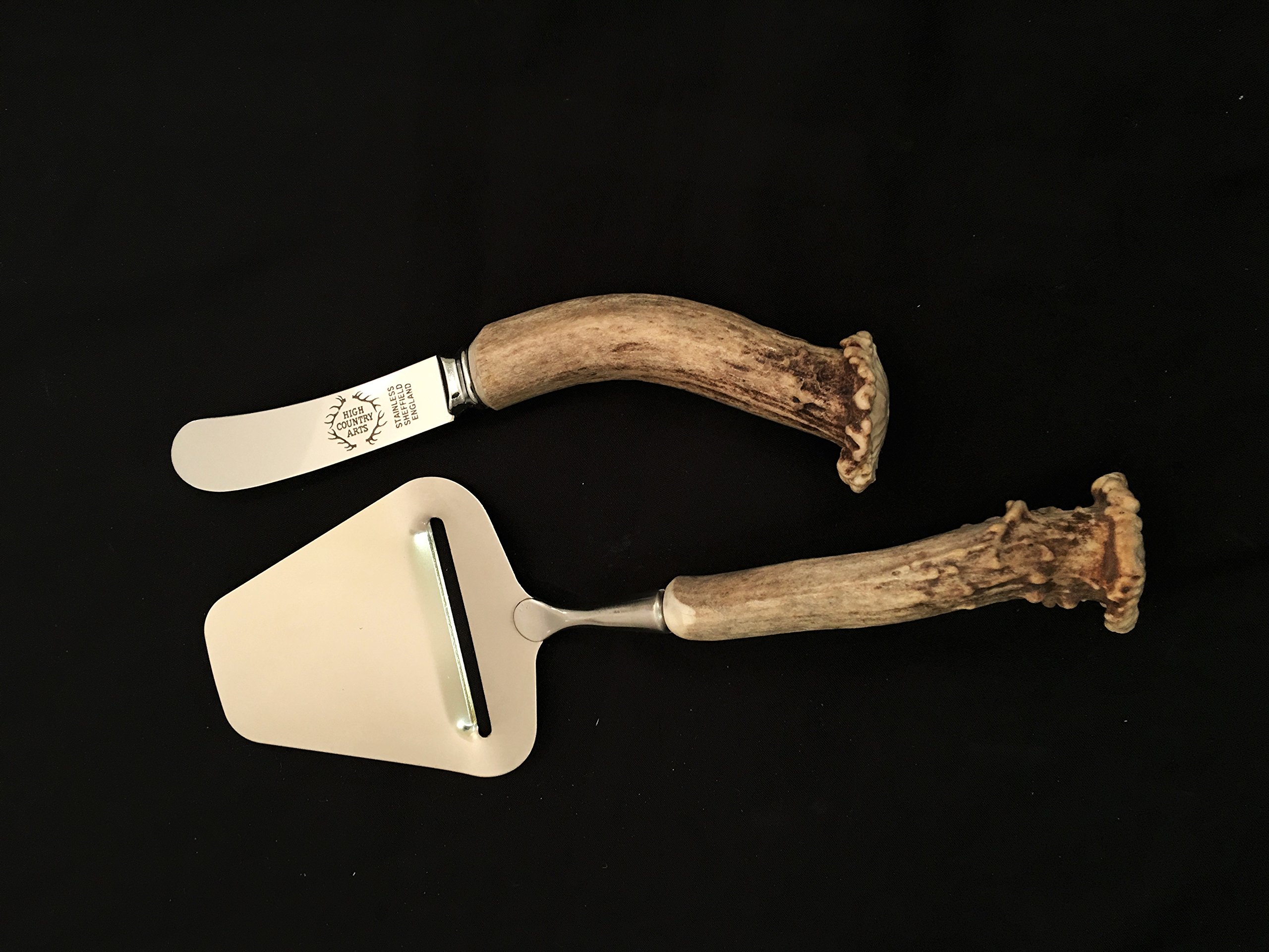 3-Piece Antler Handle Cheese Knife Set - Stainless Steel Blades for Hard Cheeses - Perfect for Charcuterie Boards, Wine Pairings & Gourmet Entertaining