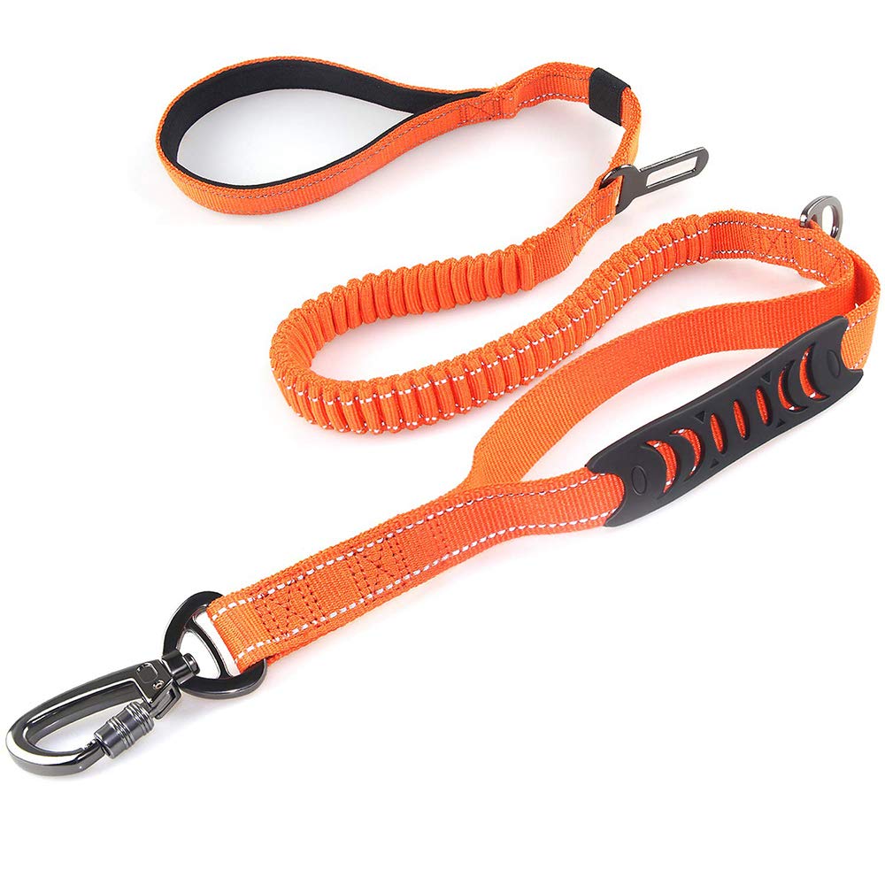 Bungee Dog Leash and Collar Set - Heavy Duty Reflective Dog Leash for Medium & Large Dogs, 4-6 FT Training Leash with Double Handle & Seatbelt Function - Perfect for Walking, Running, Car Rides & Outdoor Adventures