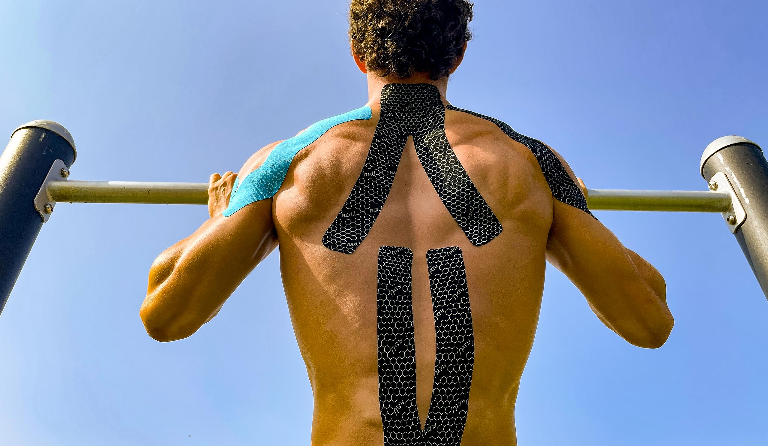 FlexU Kinesiology Tape - 40 Extra-Wide Pre-Cut Y-Shape Strips (3