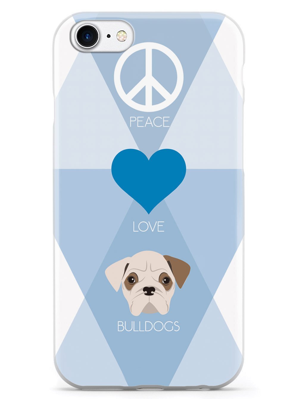 Inspired Cases - iPhone 8 Case with 3D Textured Design - Protective Cover for Apple iPhone 8 - Peace, Love & Bulldogs - Perfect for Everyday Use, Travel & Outdoor Activities