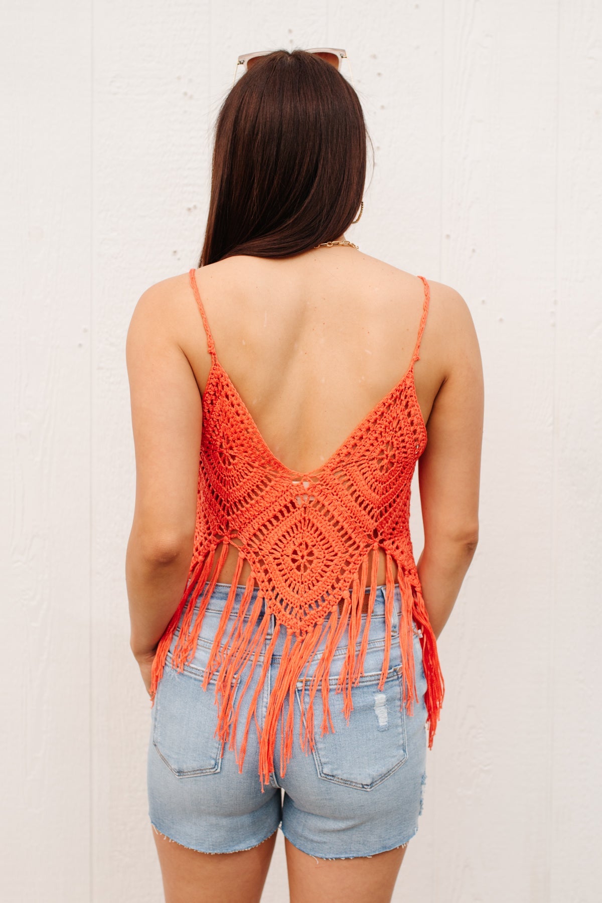Orange Festival Fringe Tank Top - Women's Boho Party Outfit for Music Festivals & Summer Beach Vacations