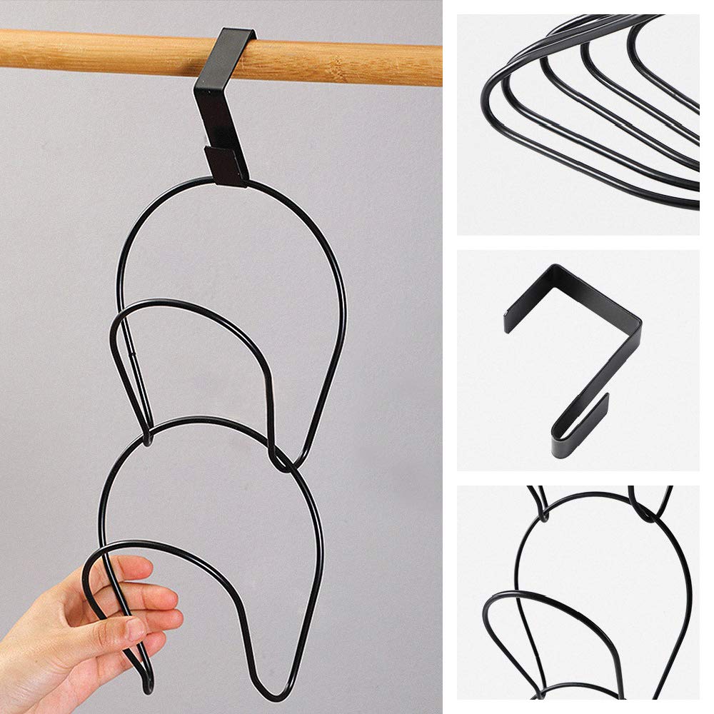15-Piece Hanging Cap & Hat Organizer with Scarf & Bag Hooks - Wall Mounted Storage Rack for Closet, Door, Kitchen, Bathroom - Space Saving Black Accessory for Baseball Caps, Hats & More