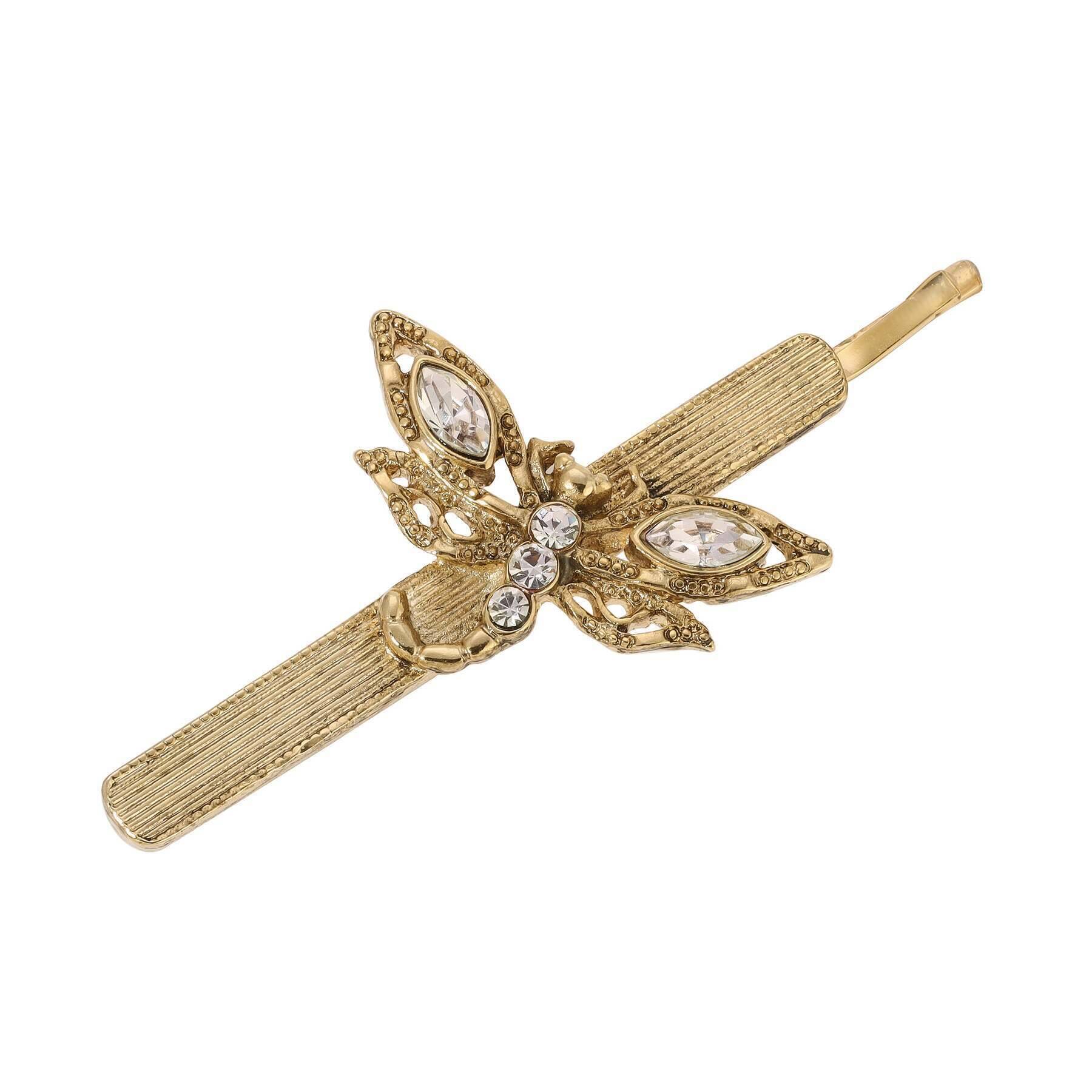 1928 Vintage Crystal Dragonfly Bobby Pin Hair Clip - Elegant Hair Accessories for Women, Bridal, Prom, and Party Hairstyles