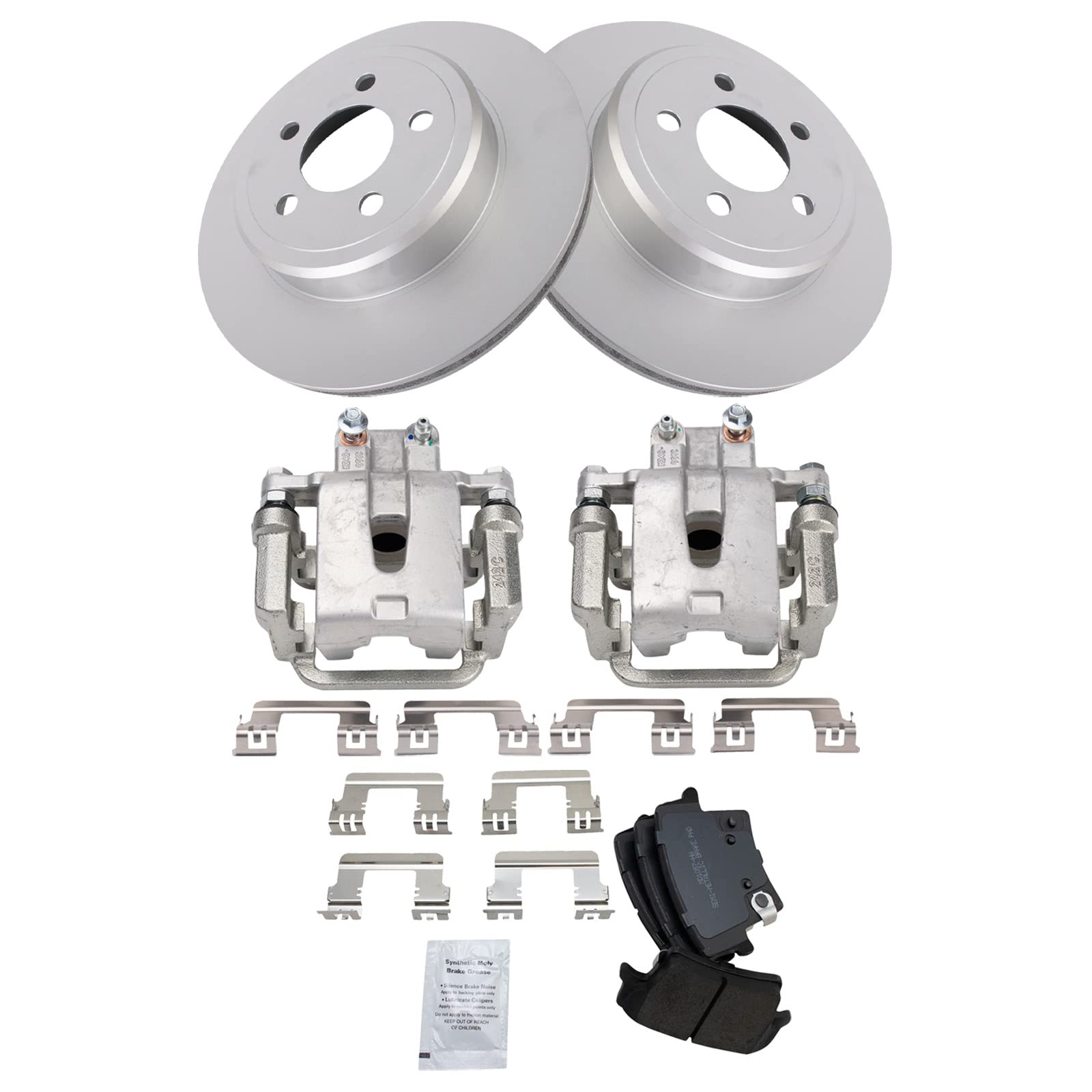 TRQ Rear Brake Calipers with Ceramic Pads & Rotors - Compatible with Dodge 300, Challenger, Charger, Magnum - High Performance Braking for Street & Track Use