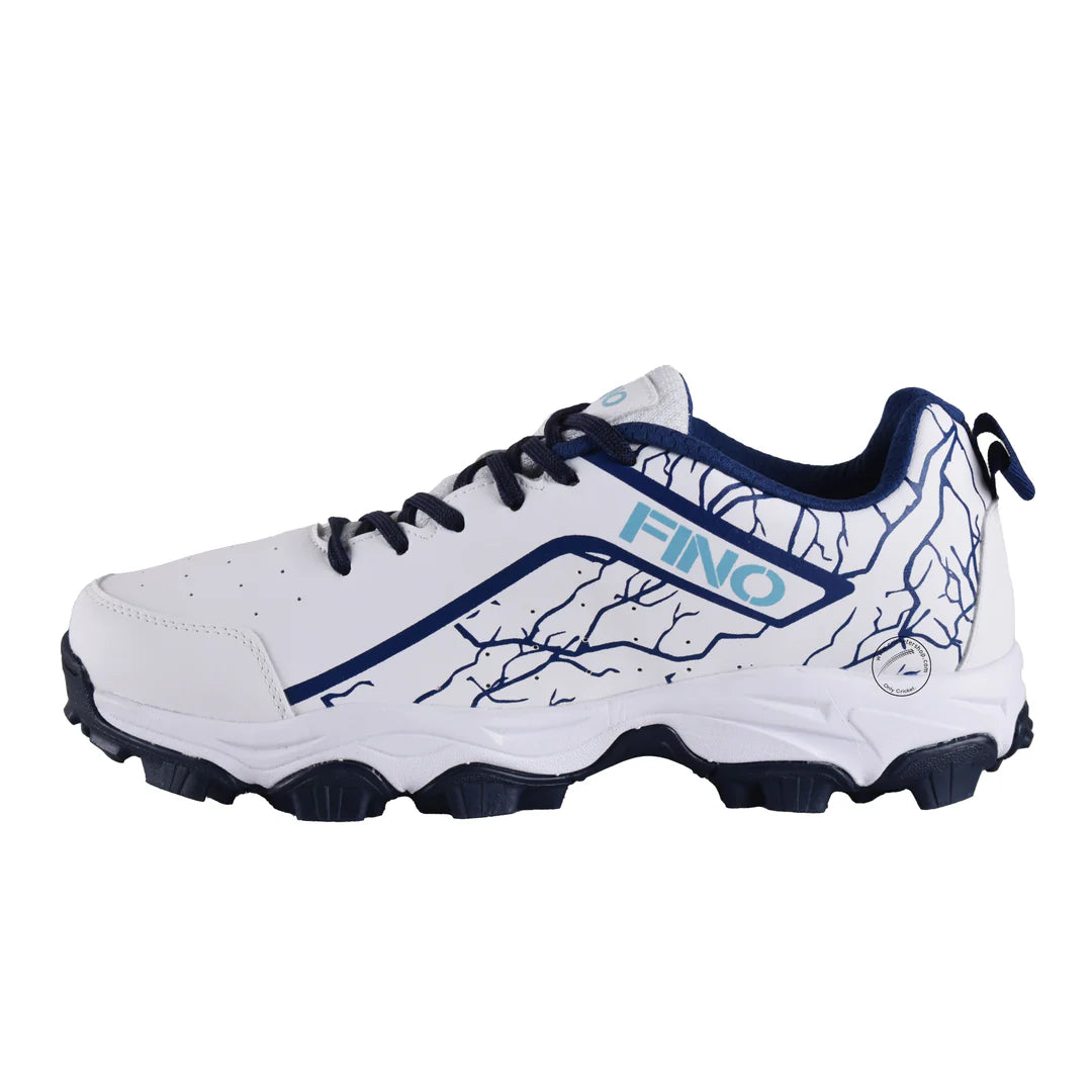FINO C 13 Junior Cricket Shoes for Boys & Girls - White & Navy Blue Sports Shoes with Non-Slip Sole - Perfect for Cricket Practice & Matches