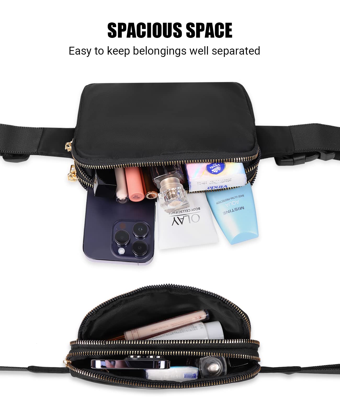 Geestock Small Belt Bag for Women & Men - Waterproof Fanny Pack Waist Bag with Adjustable Strap - Fashionable Crossbody Purse for Travel, Hiking, Running, Cycling - Perfect for Outdoor Adventures, Gym Workouts & Daily Commute