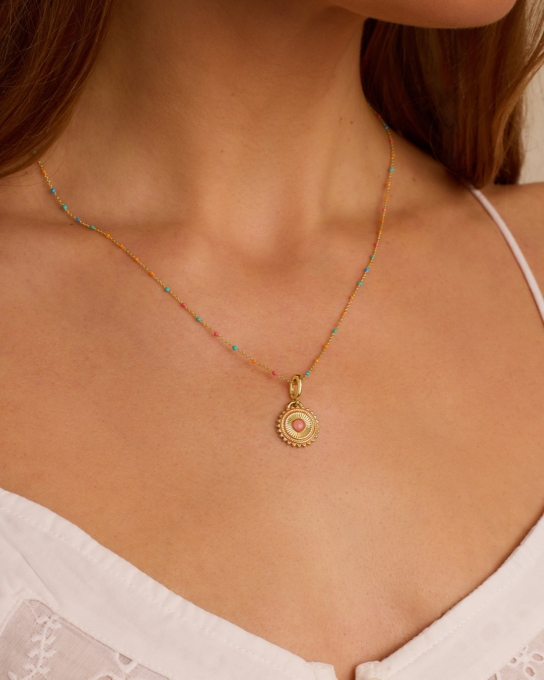 Sun Capri Necklace - Elegant Gold Pendant for Women, Perfect for Beach Vacations & Summer Outfits