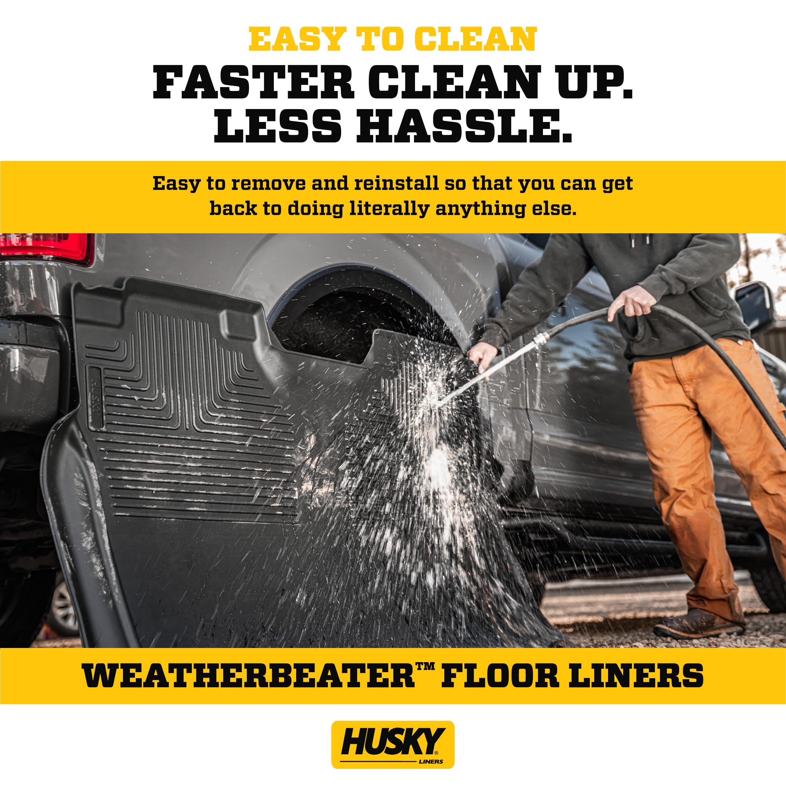 Husky Liners Weatherbeater Floor Mats for 2019-2025 Jeep Wrangler (JL) 2-Door & 4-Door Unlimited - Front Row 2-Piece Set, Black (13021) | All-Weather Protection for Off-Road Adventures & Daily Commutes