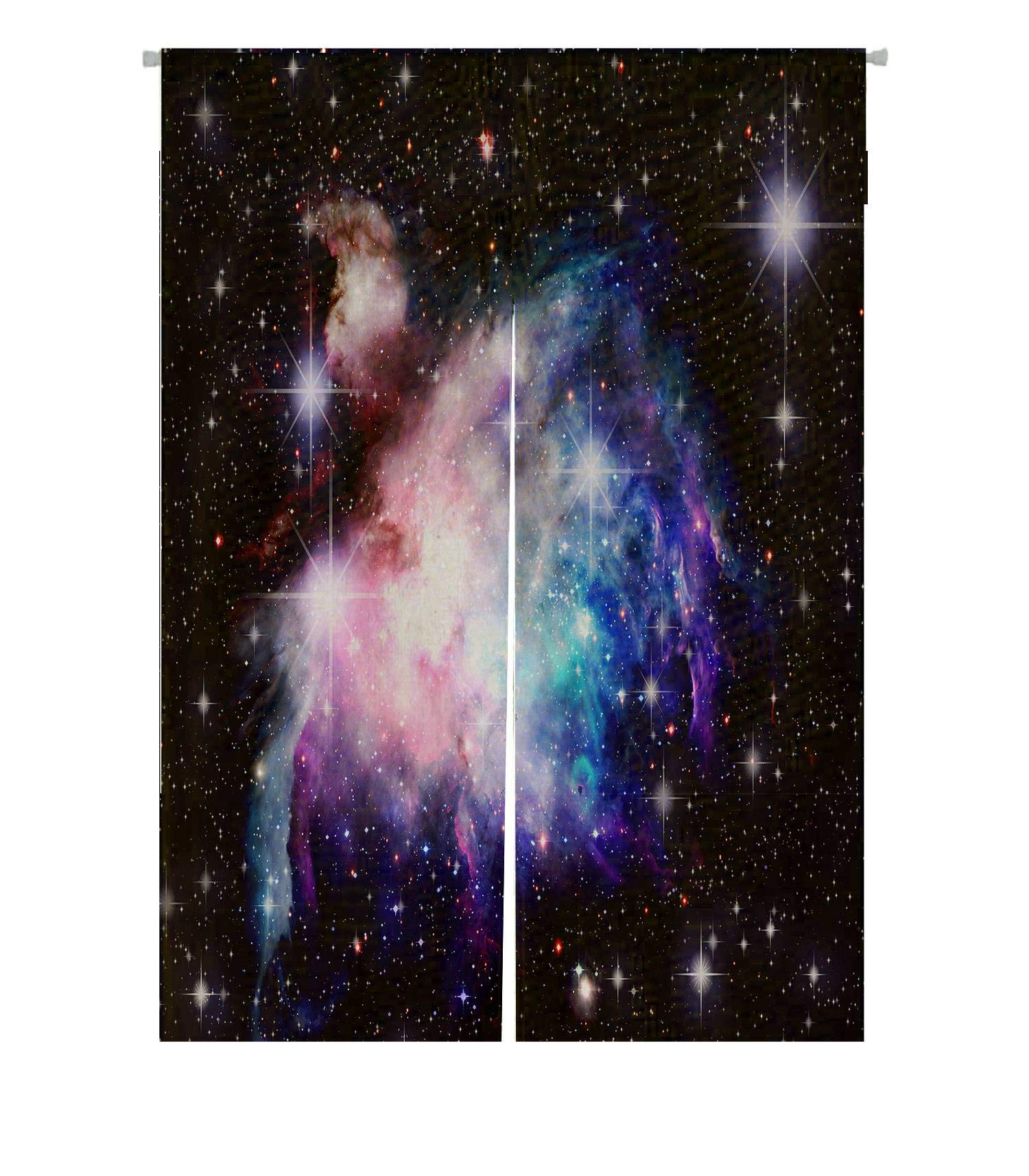 ECZJNT Deep Space Nebula with Stars Japanese Noren Curtain - 85x120cm Cotton Linen Doorway & Window Treatment - Perfect for Bedroom, Living Room & Home Decor