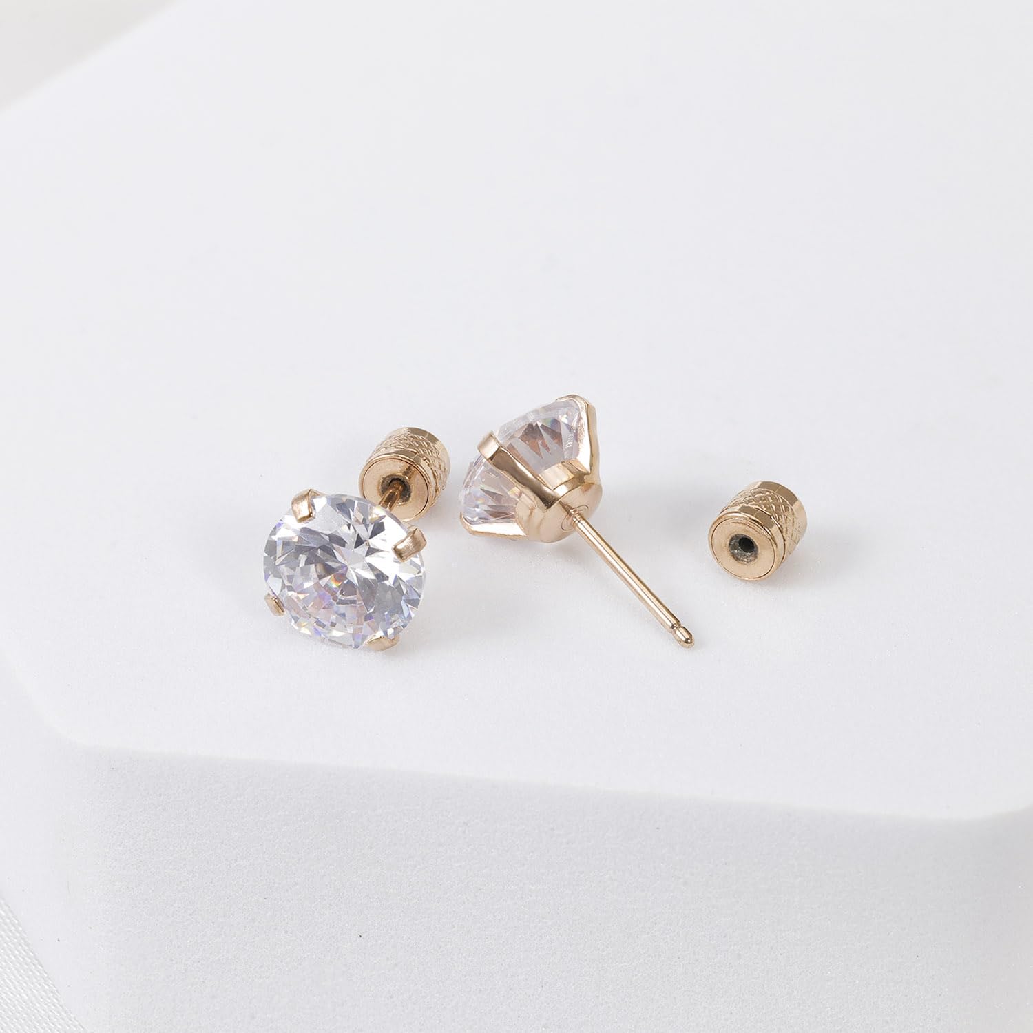 5-6 Pairs Hypoallergenic Surgical Stainless Steel Cubic Zirconia Stud Earrings Set - Flat Back Push-in CZ Ear Studs for Women & Men (2-8mm) | Trendy Cartilage & Lobe Piercing Jewelry for Everyday Wear, Parties & Gifts