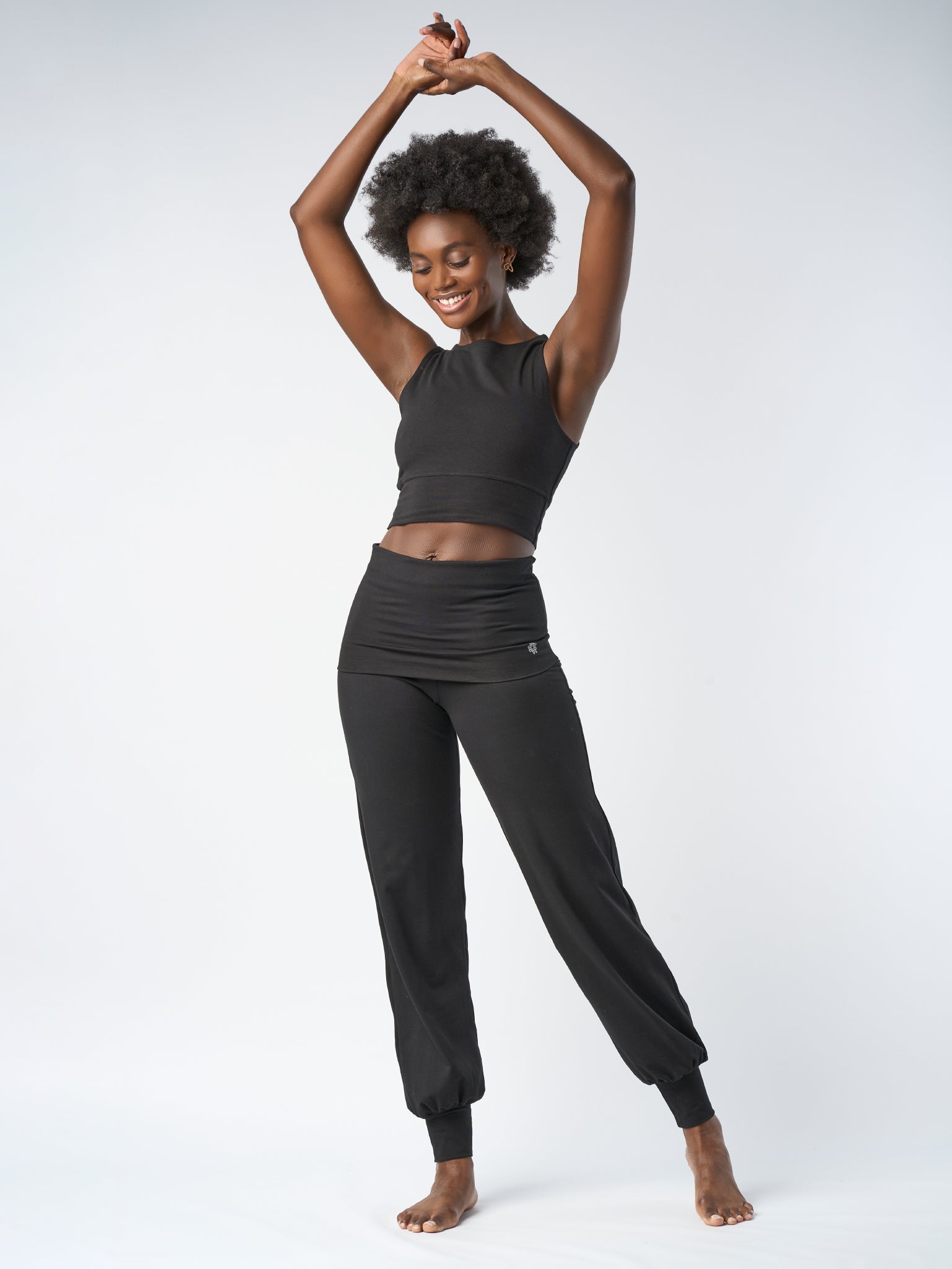 Gossypium Aspire Harem Pants for Women - Comfortable Black Cotton Lounge Pants for Yoga, Meditation, and Home Relaxation
