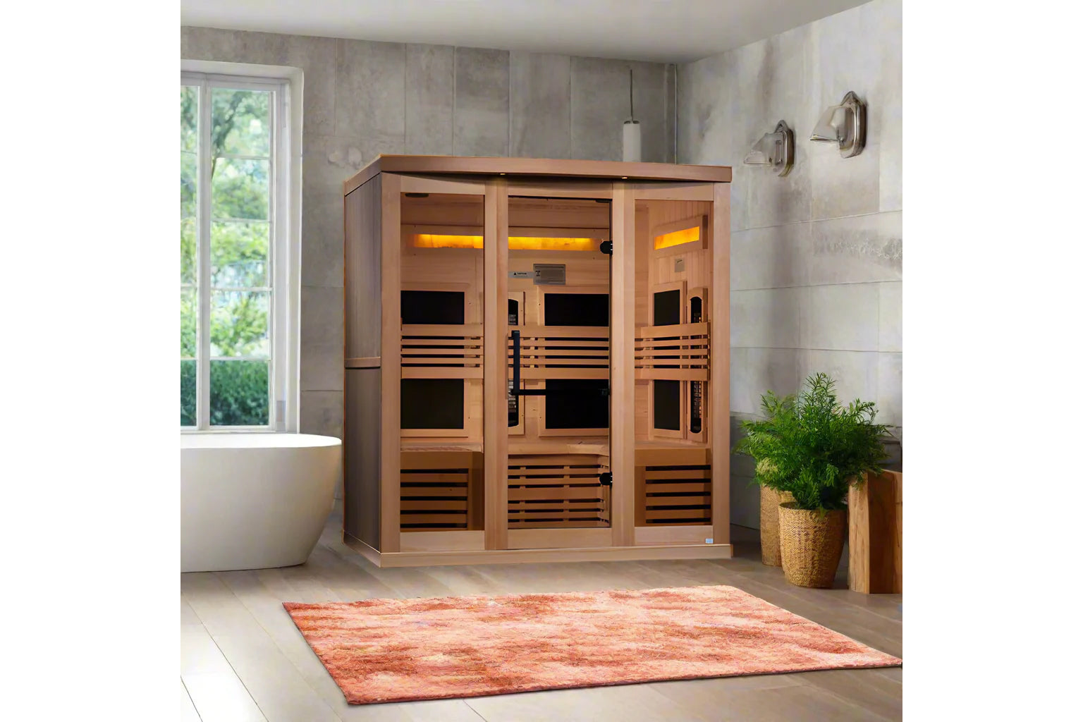 Golden Designs Reserve Edition Full Spectrum Infrared Sauna with Himalayan Salt Bar - 3 to 6 Person Home Spa for Relaxation & Detox | Perfect for Home Wellness, Stress Relief & Muscle Recovery