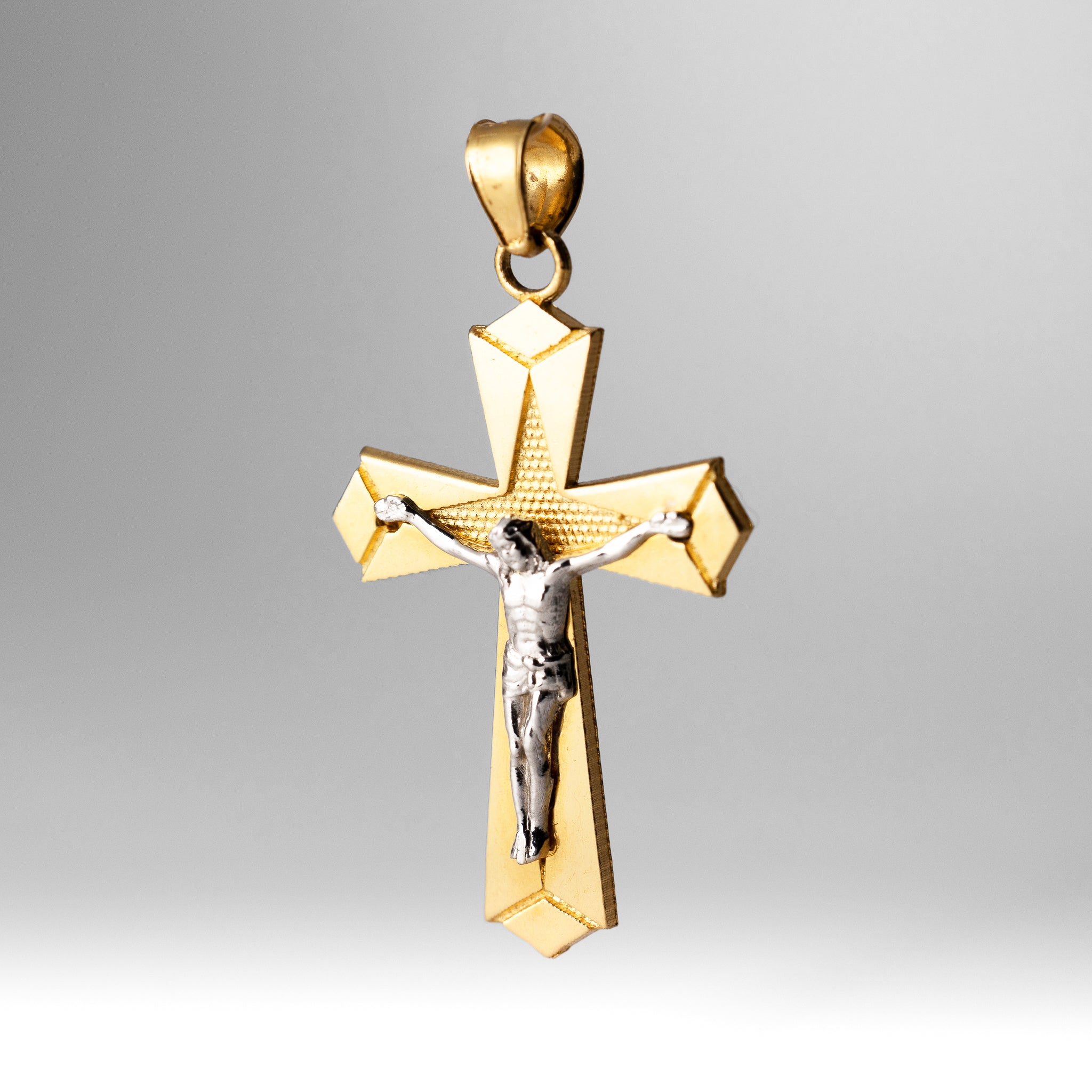 18K Gold Jesus Crucifix Cross Pendant Necklace - Model 981 | Religious Jewelry Gift for Baptism, First Communion & Easter