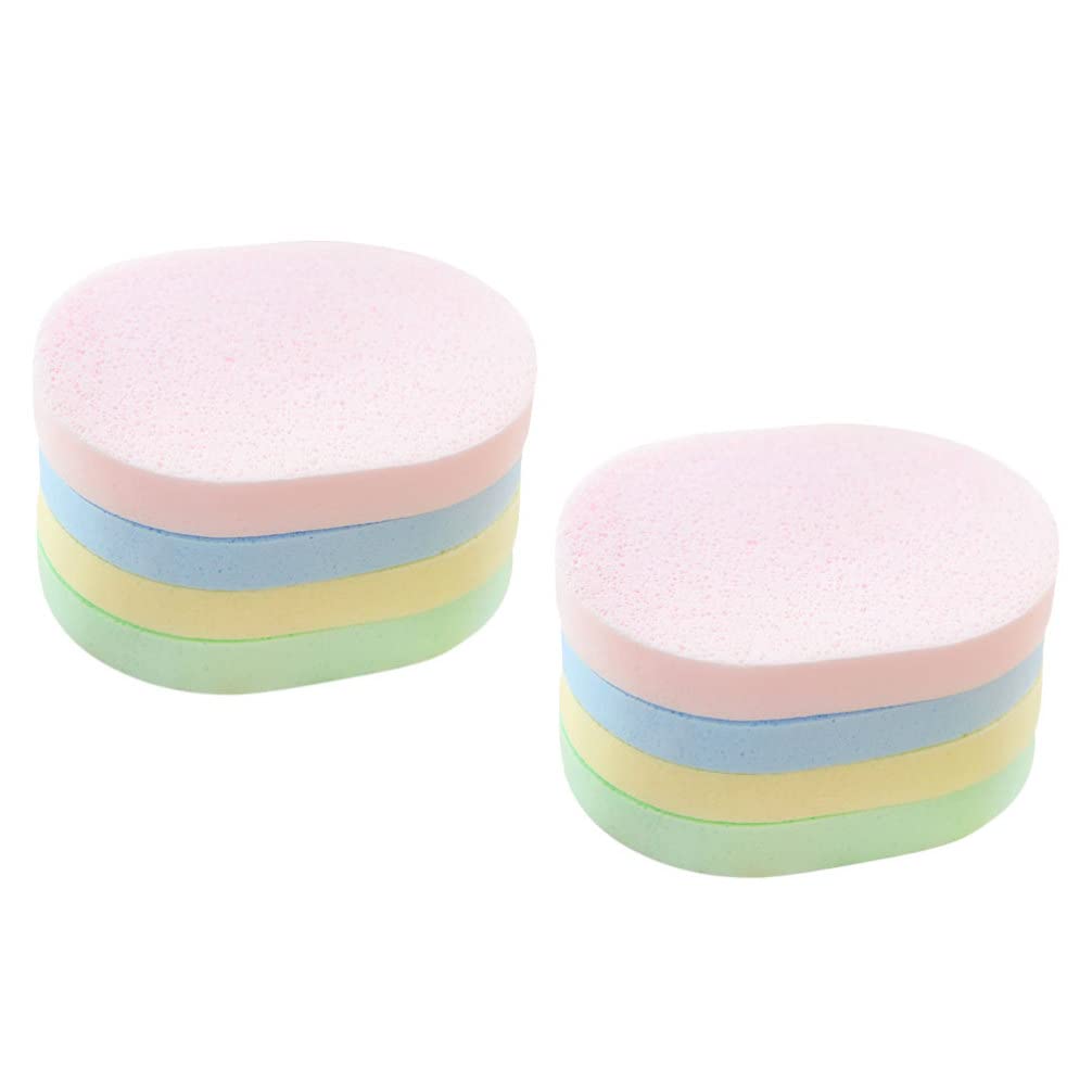 Beavorty 8Pcs Soft Powder Puff & Exfoliating Bath Mitt Set - Gentle Face Cleansing Pads, Body Scrubber & Loofah Sponge for Smooth Skin Care - Perfect for Daily Facial Wash & Shower Exfoliation