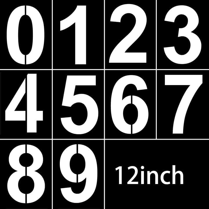 12 Inch Large Reusable Plastic Number Stencils for Address Painting - Mailbox Signs & Home Number Templates (Classic Style) | Perfect for DIY House Numbers, Craft Projects & Outdoor Decor